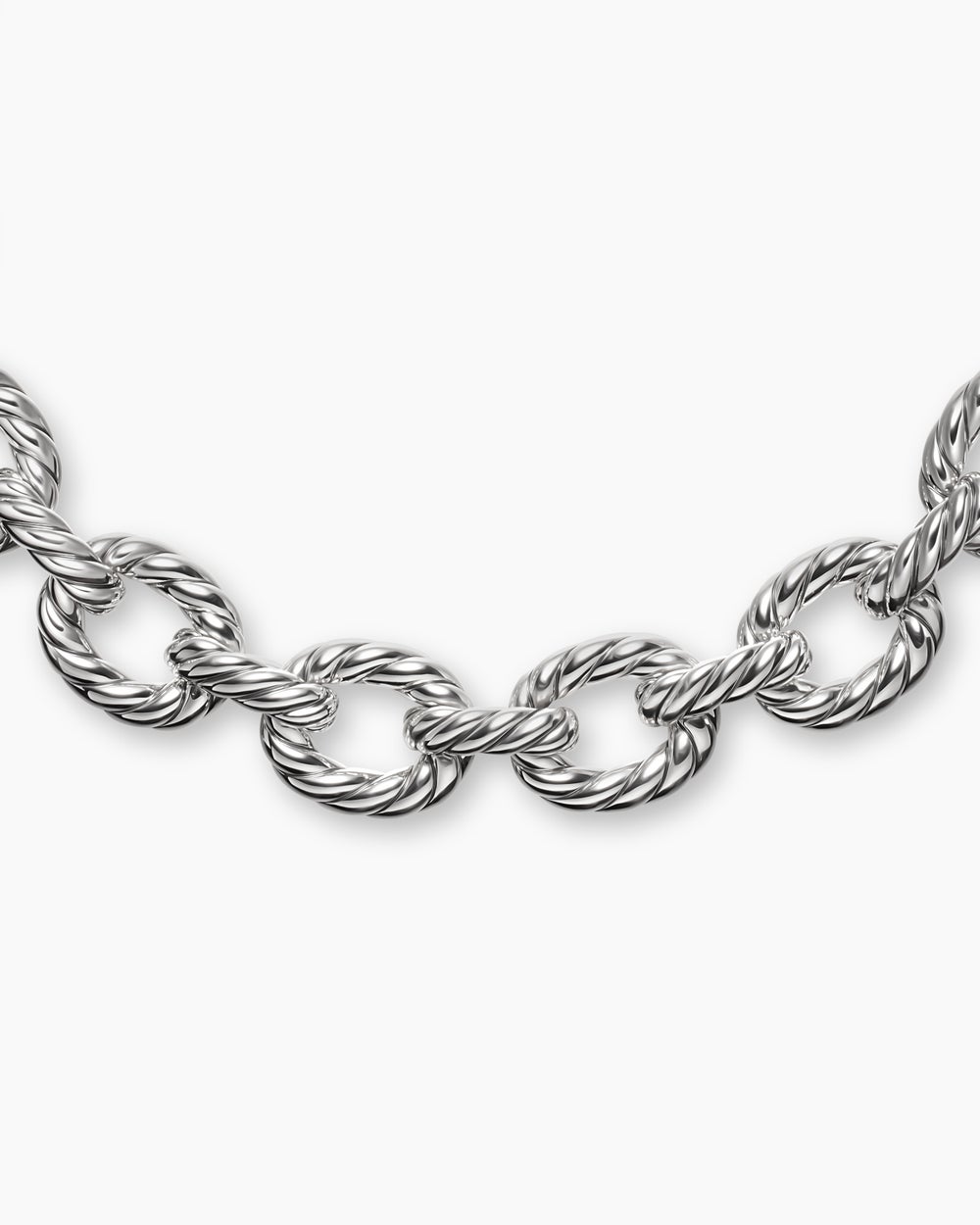 Collier Oval Link Sculpted Cable en argent sterling, 18 mm pour femmes