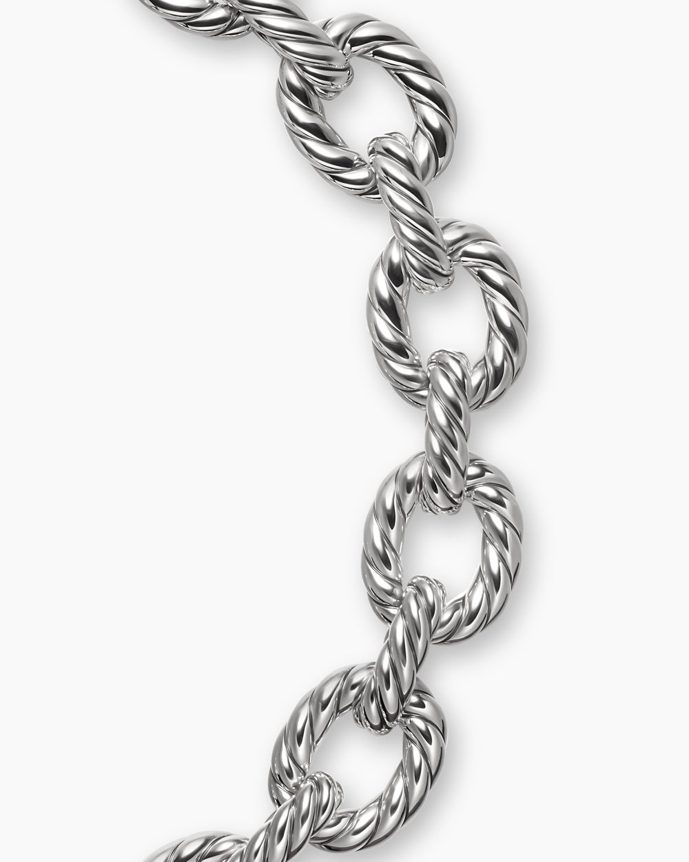 Collier Oval Link Sculpted Cable en argent sterling, 18 mm pour femmes