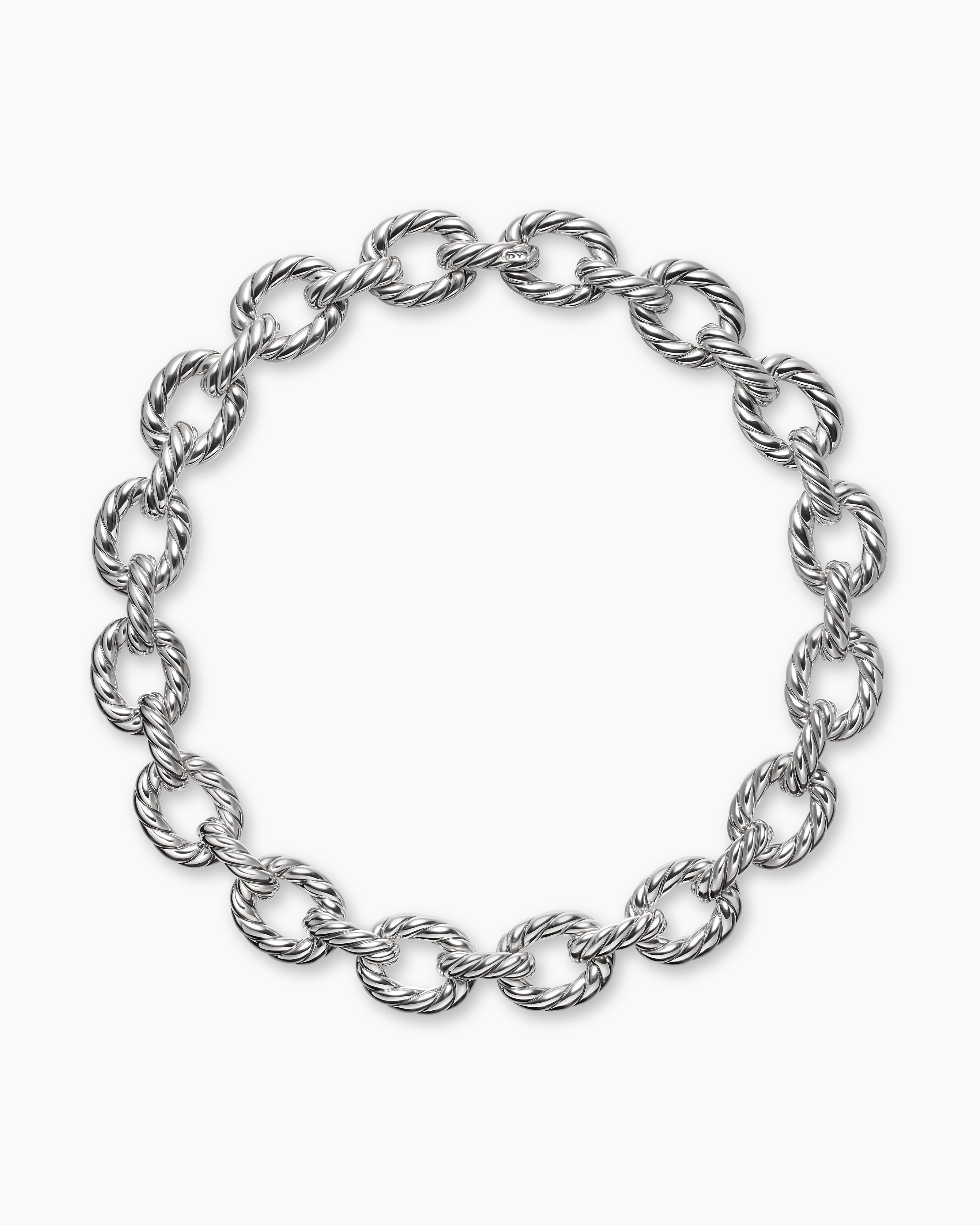 Collier Oval Link Sculpted Cable en argent sterling, 18 mm pour femmes 