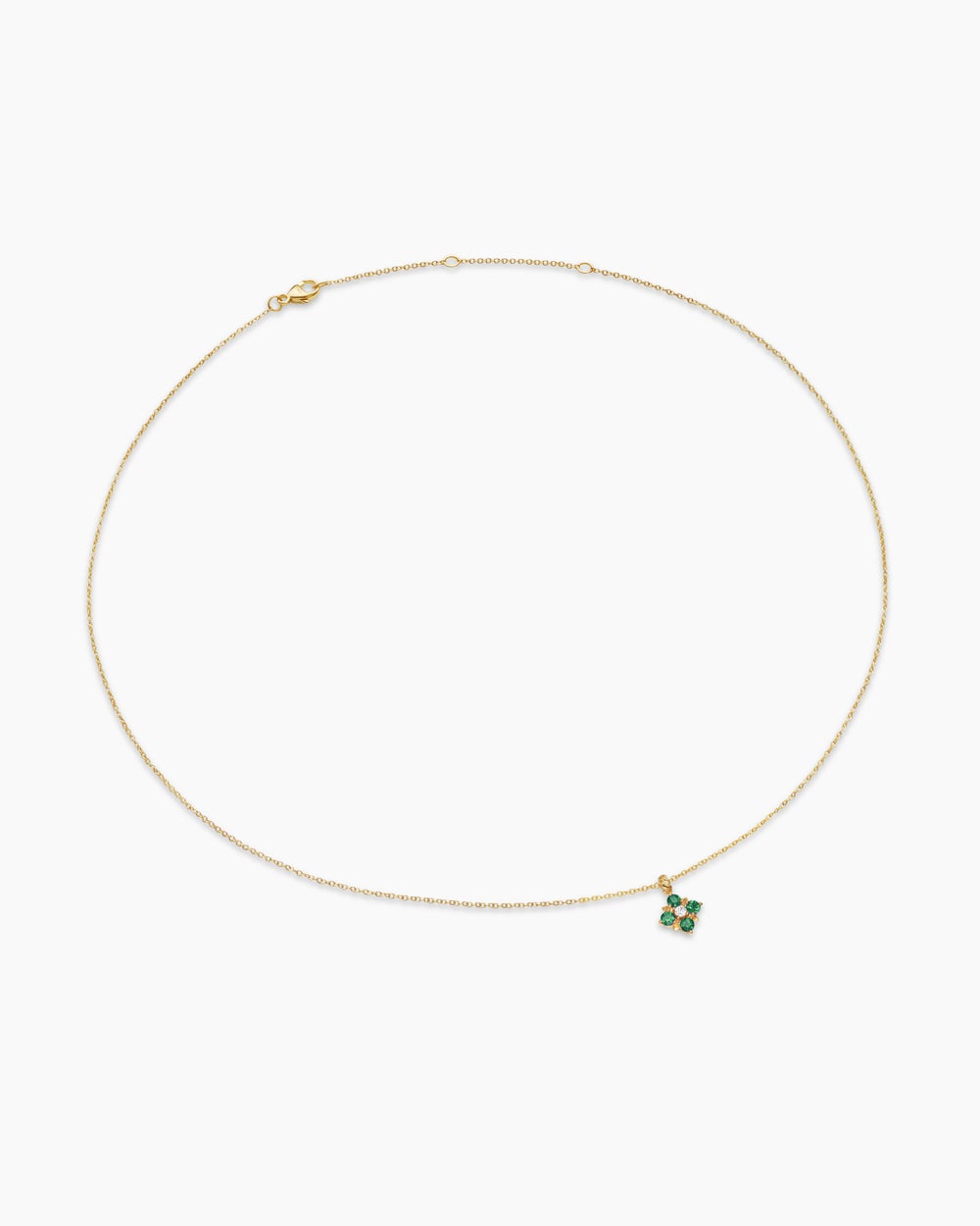 Womens Petite Modern Renaissance® Pendant Necklace in 18K Yellow Gold with Emeralds and Diamond, 9.2mm