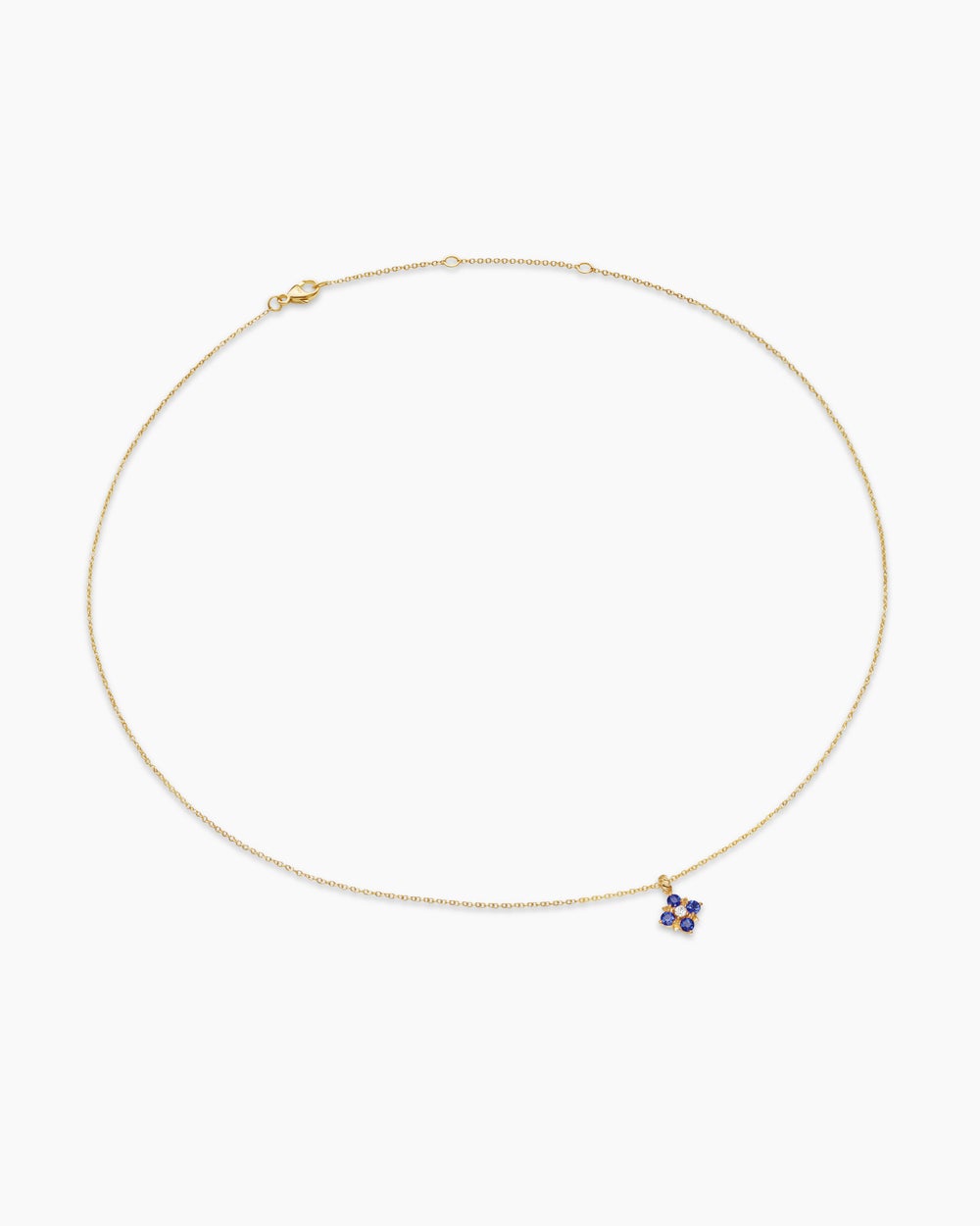 Womens Petite Modern Renaissance® Pendant Necklace in 18K Yellow Gold with Sapphires and Diamond, 9.2mm