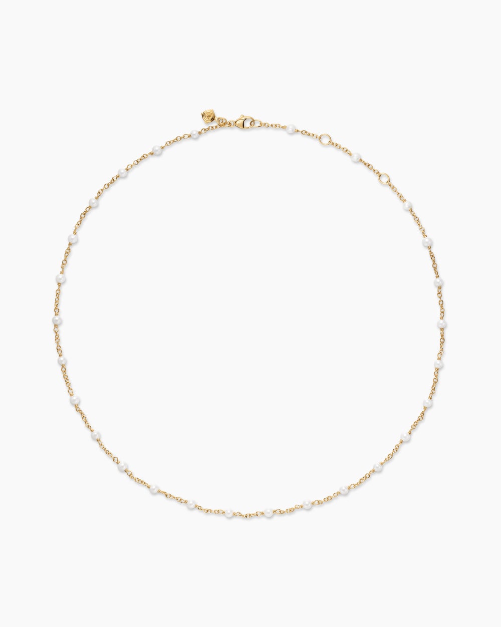 Womens Pearl Classics Station Necklace in 18K Yellow Gold, 3.5mm