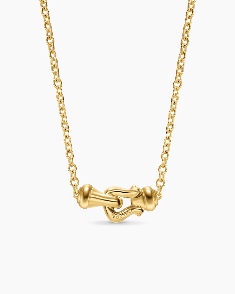 Womens Petite Buckle Necklace in 18K Yellow Gold with Diamonds, 16.3mm