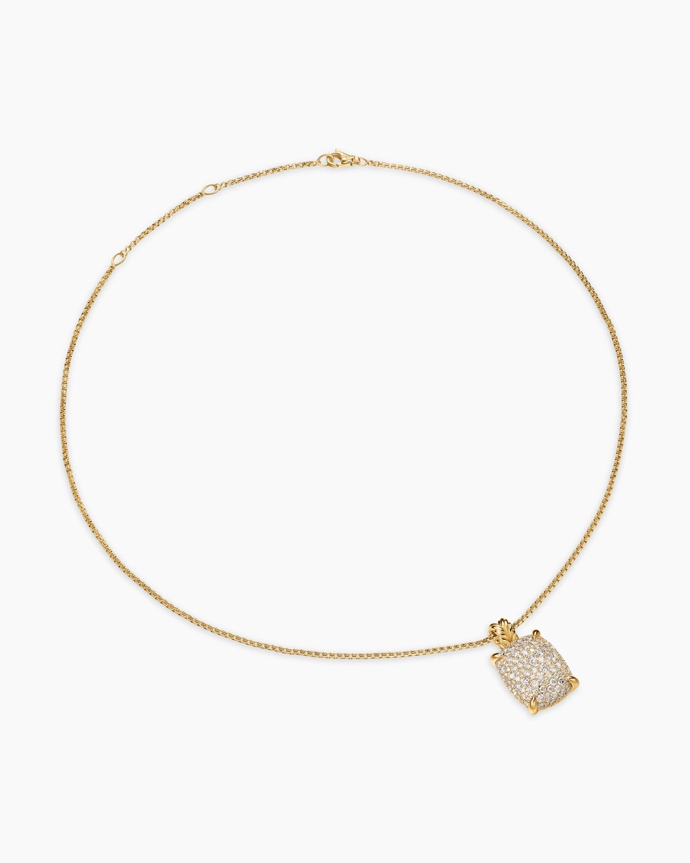 Womens Chatelaine® Elongated Pendant Necklace in 18K Yellow Gold with Diamonds, 19mm