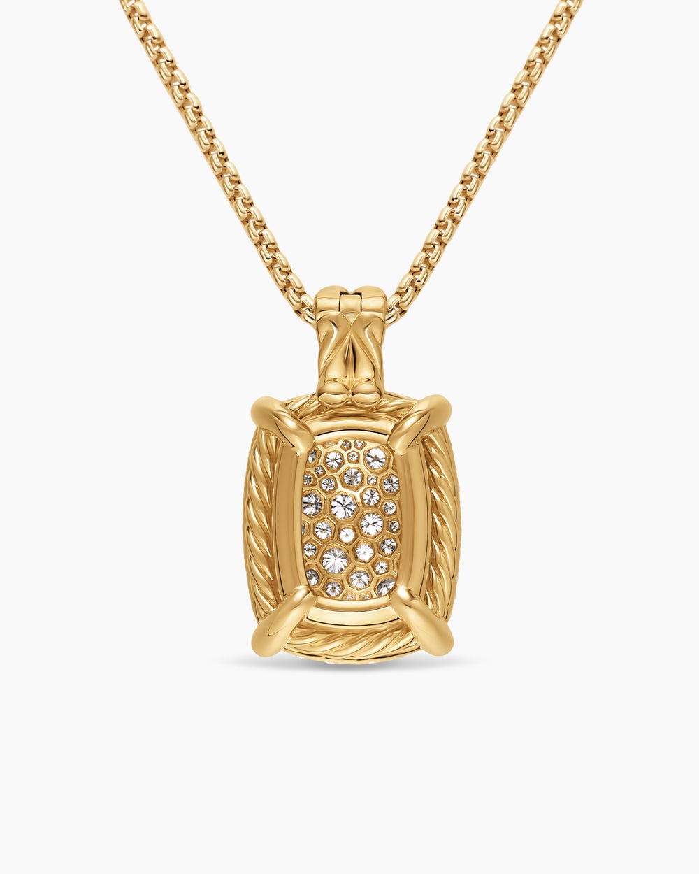 Womens Chatelaine® Elongated Pendant Necklace in 18K Yellow Gold with Diamonds, 19mm