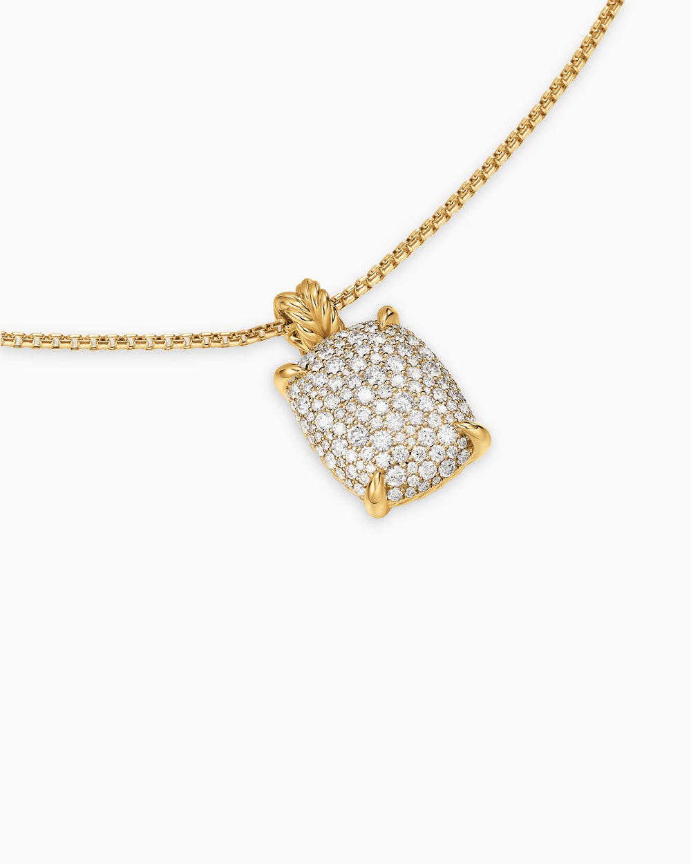 Womens Chatelaine® Elongated Pendant Necklace in 18K Yellow Gold with Diamonds, 19mm