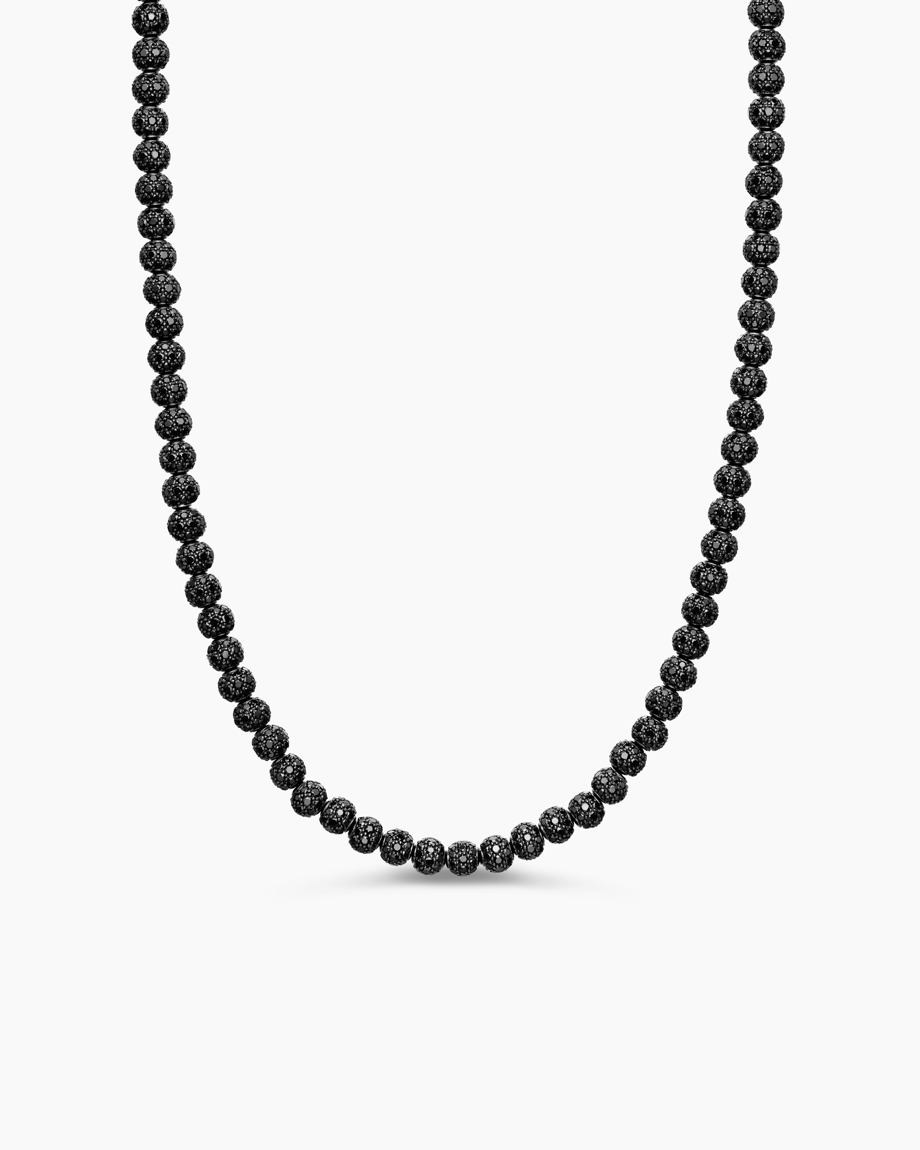 Mens Spiritual Beads Necklace with Pav&eacute;, 6mm