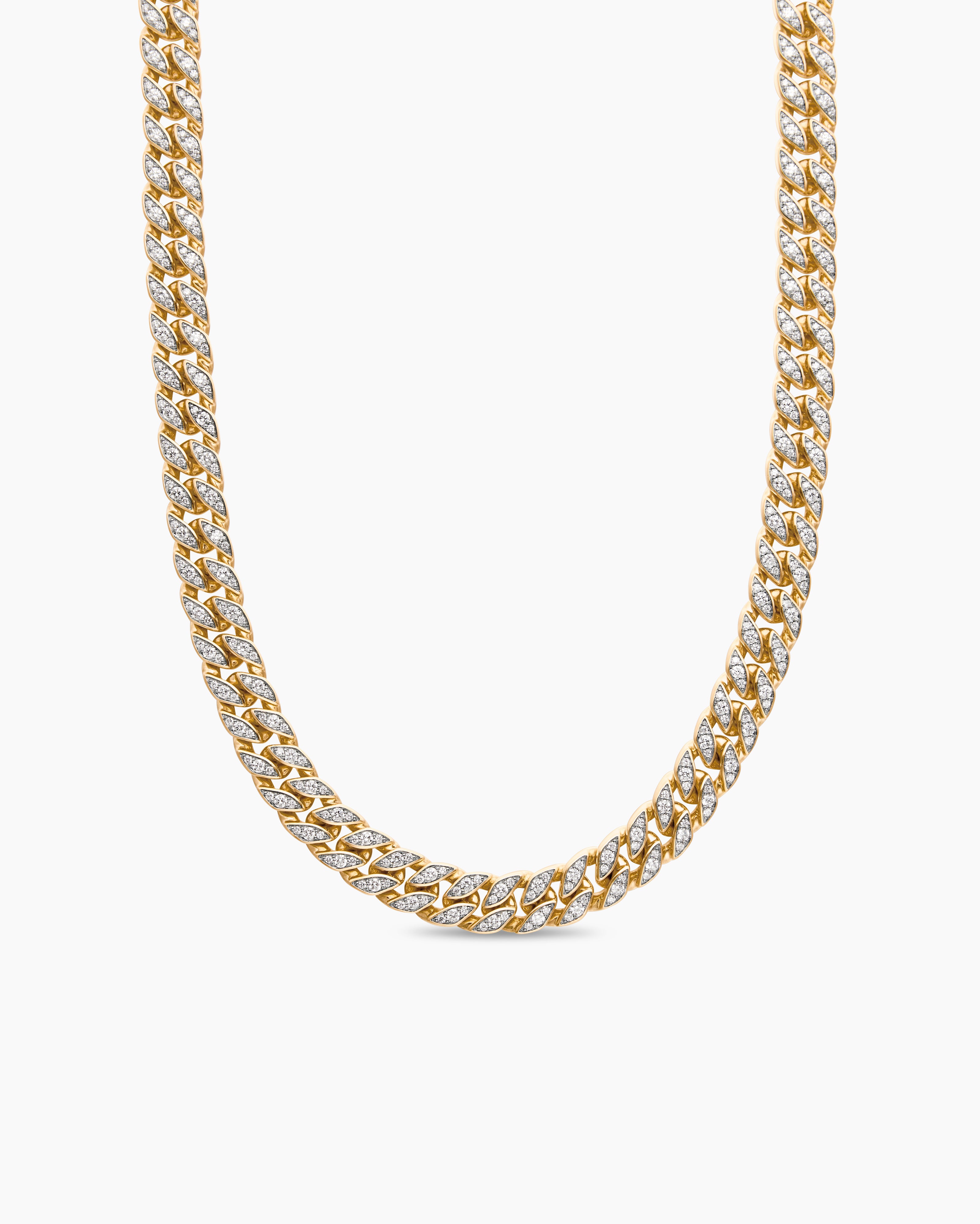 Mens Curb Chain Necklace in 18K Yellow Gold, 11.5mm