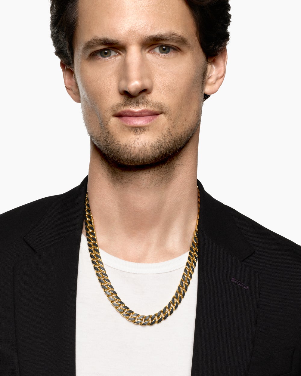Mens Curb Chain Necklace in 18K Yellow Gold, 11.5mm