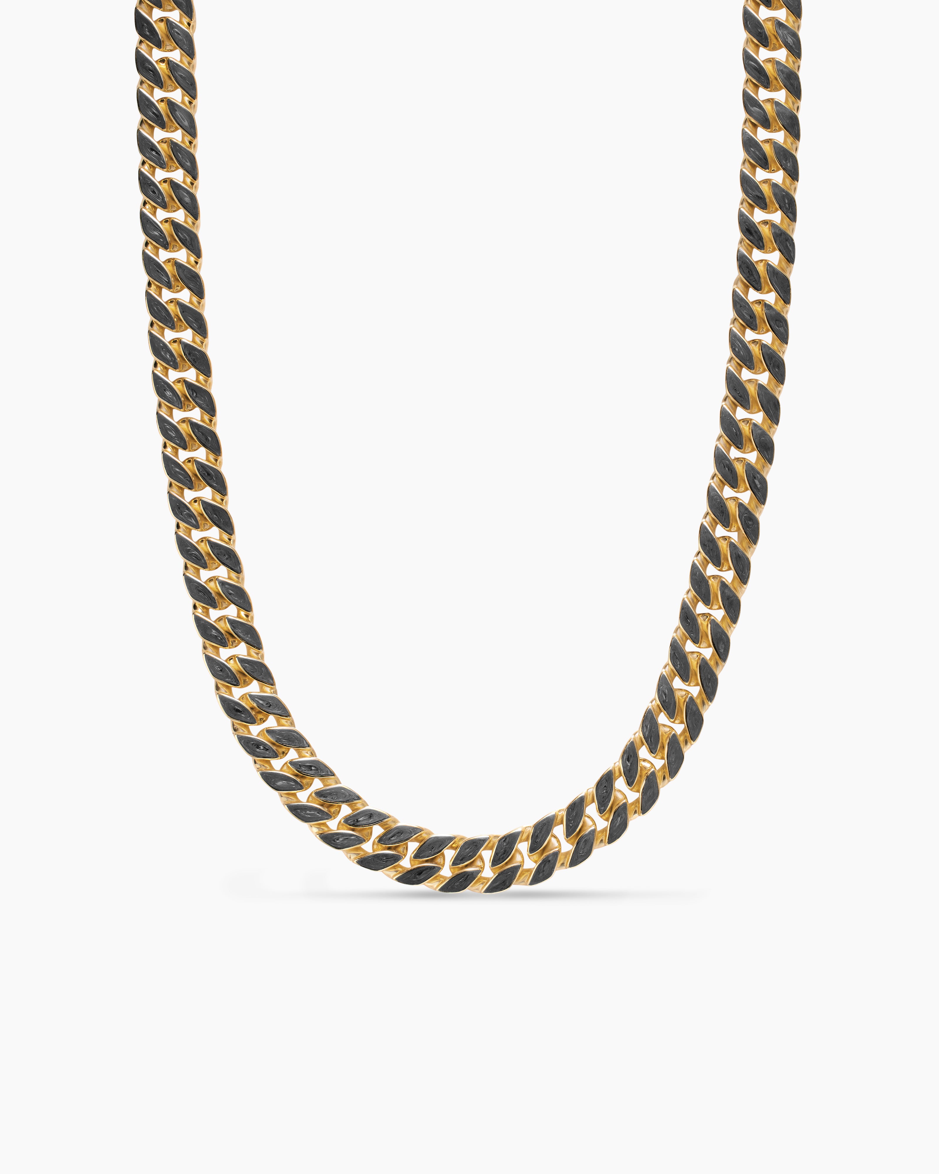 Mens Curb Chain Necklace in 18K Yellow Gold, 11.5mm