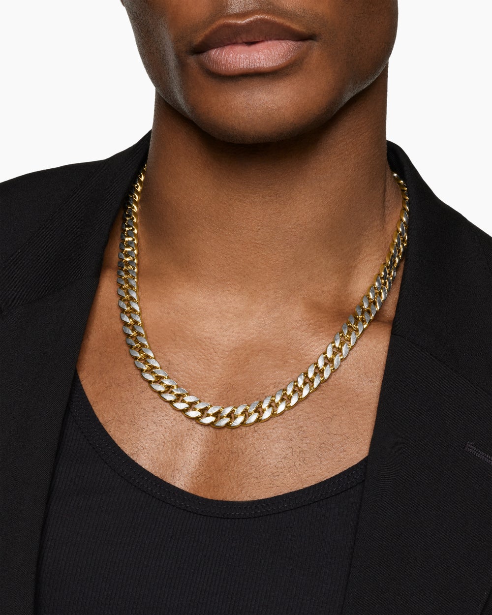 Mens Curb Chain Necklace in 18K Yellow Gold, 11.5mm