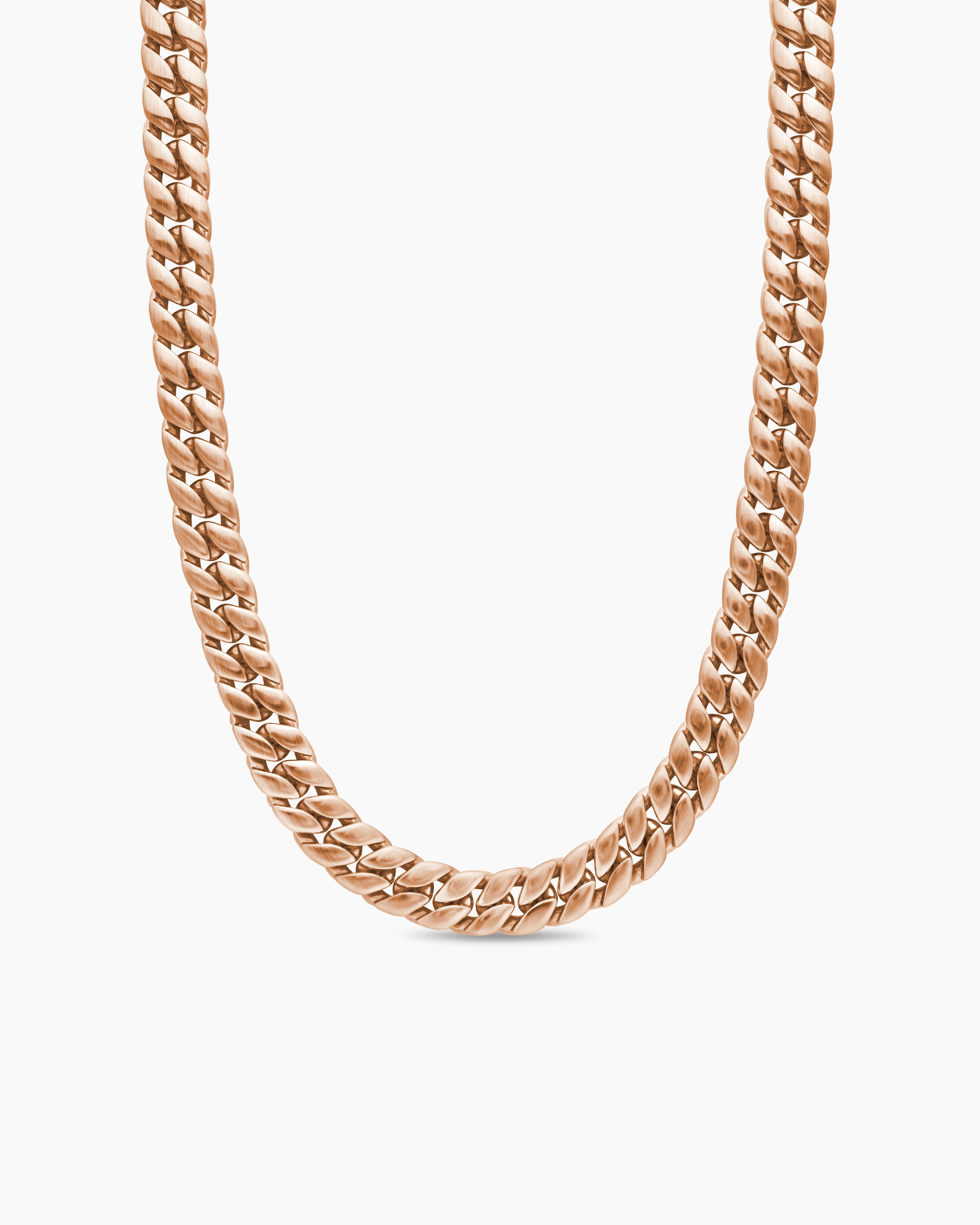 Mens Curb Chain Necklace in 18K Rose Gold, 11.5mm
