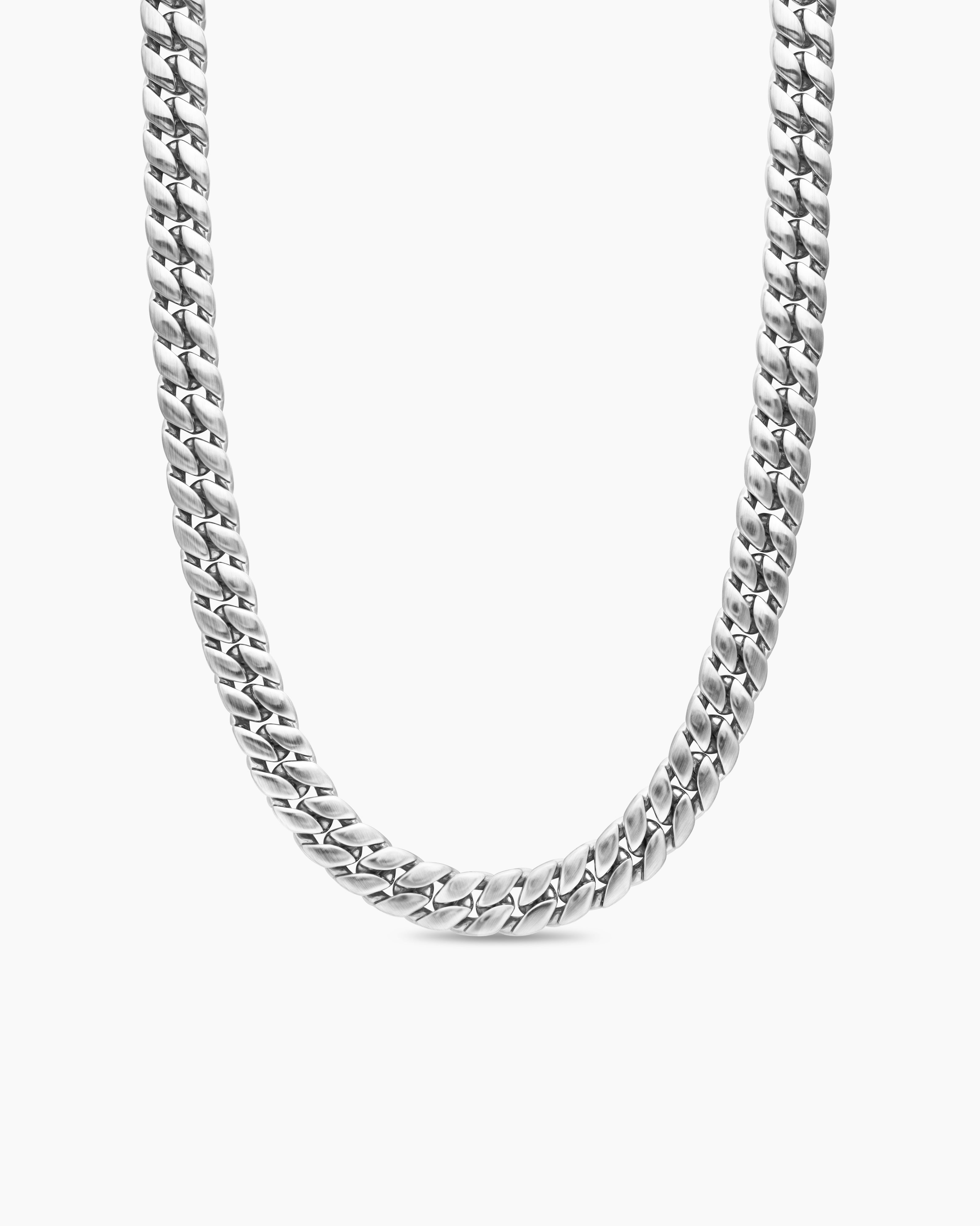 Mens Curb Chain Necklace in Platinum, 11.5mm
