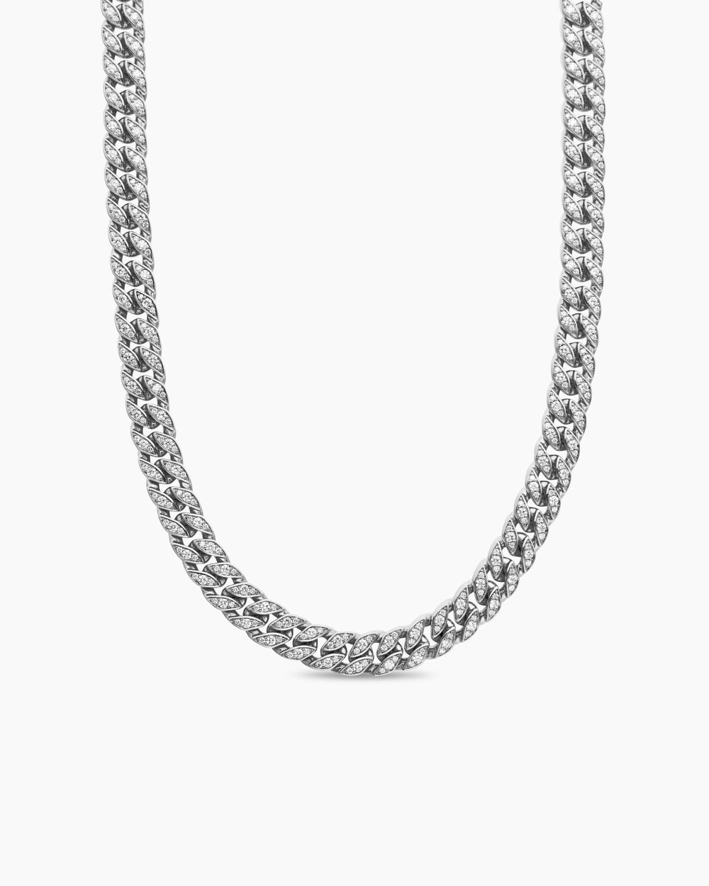 Mens Curb Chain Necklace in Platinum, 11.5mm