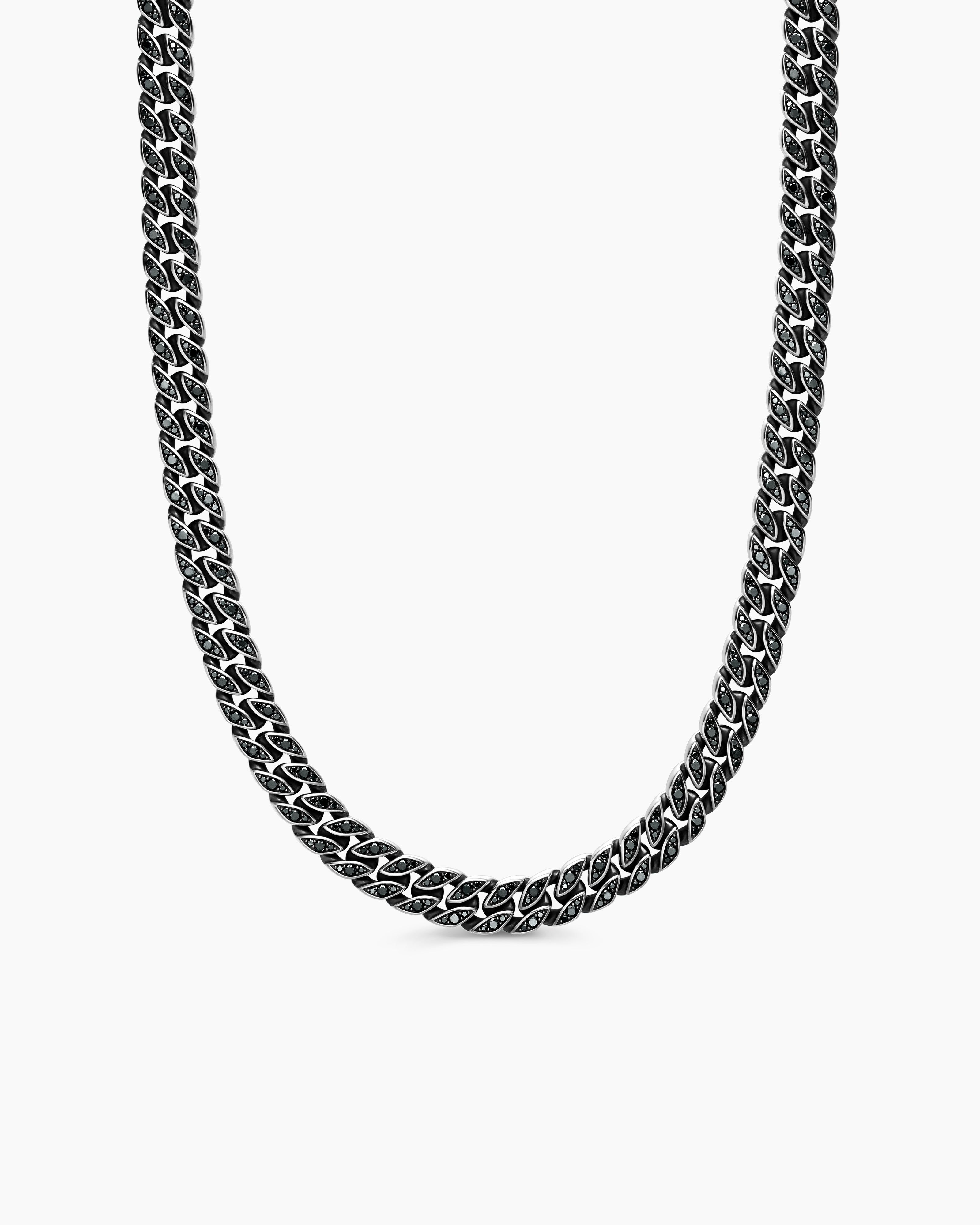Mens Curb Chain Necklace in Sterling Silver, 11.5mm
