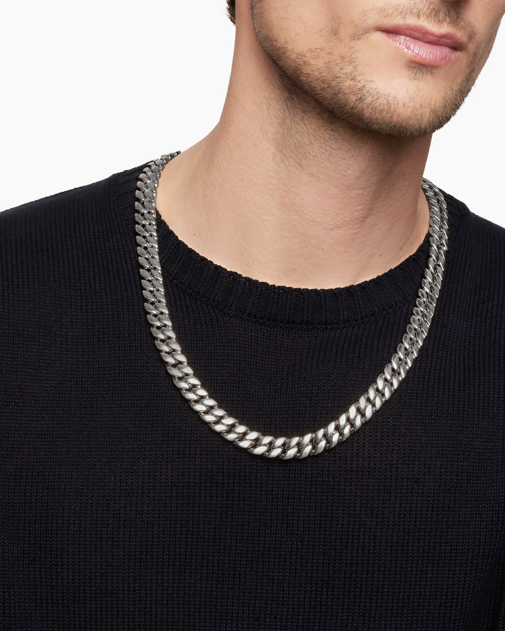 Collier Curb Chain en argent sterling, 11,5 mm