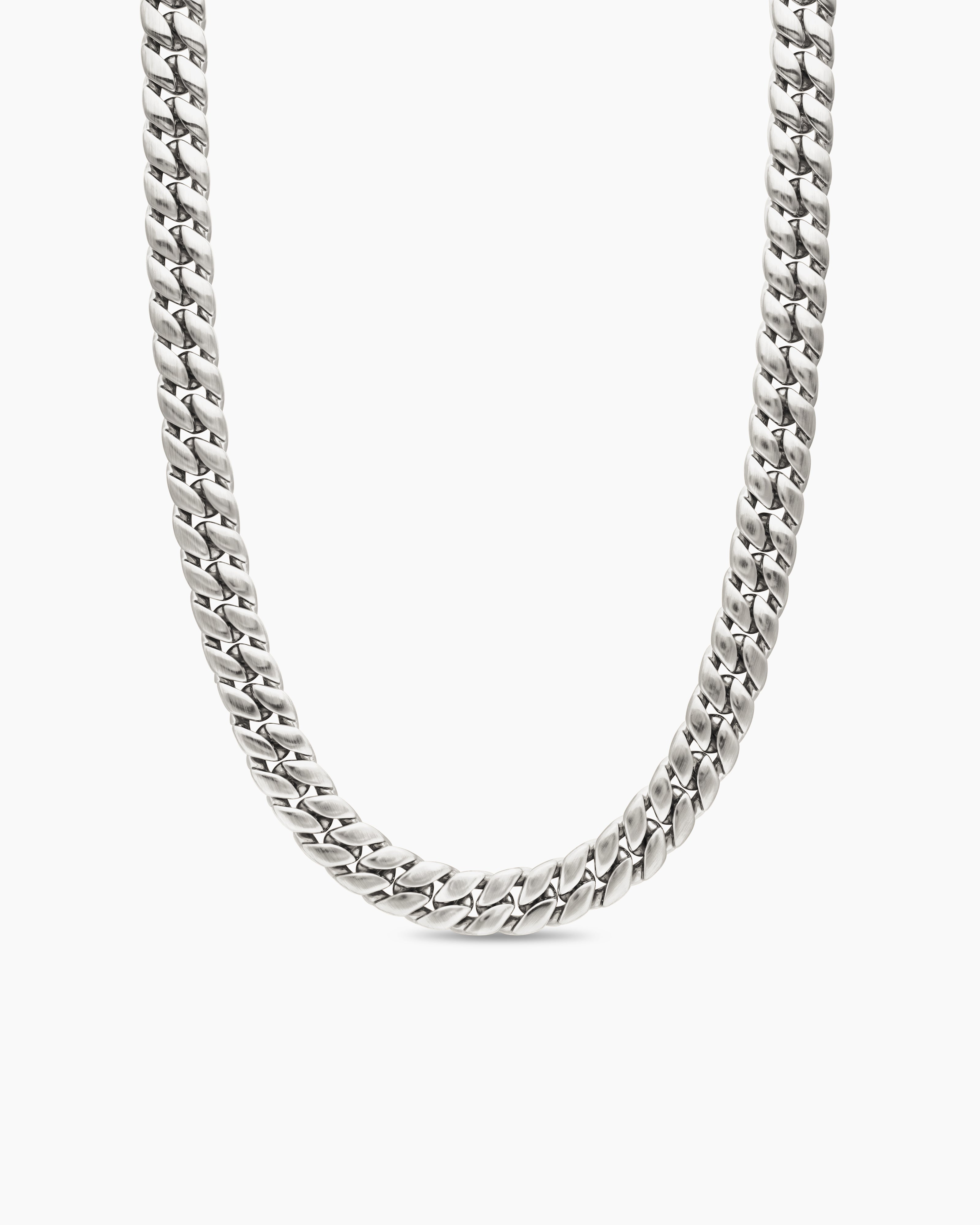 Mens Curb Chain Necklace in Sterling Silver, 11.5mm