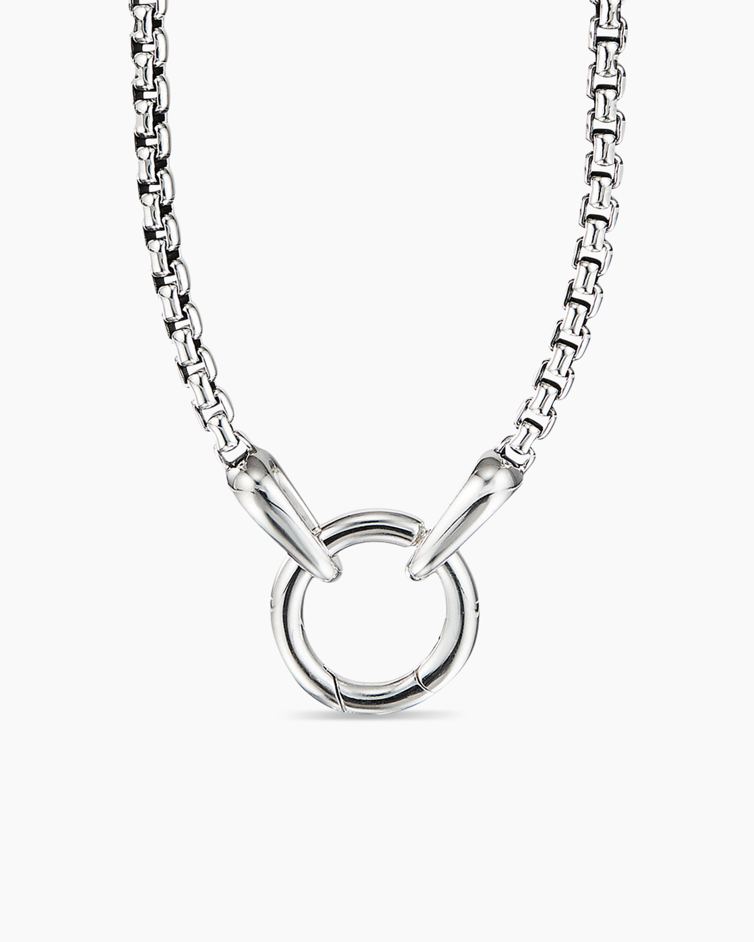 Mens Smooth Amulet Box Chain Necklace in Sterling Silver, 2.7mm