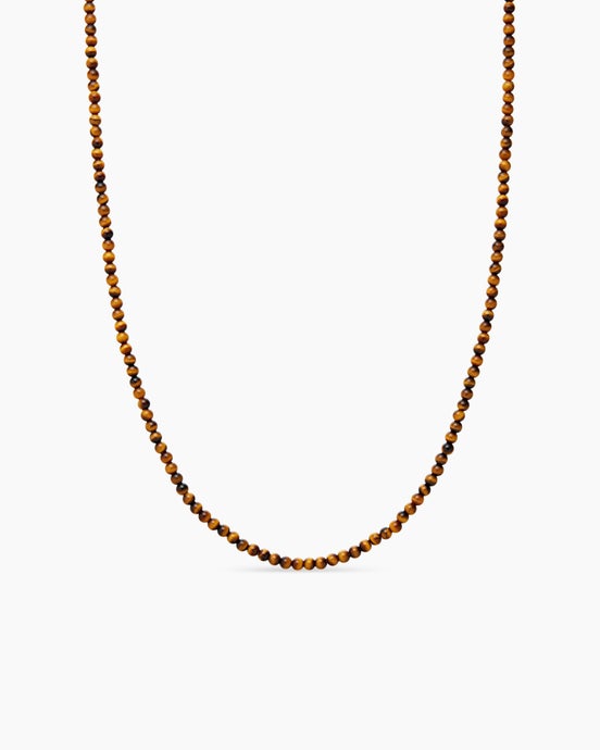 Spiritual Beads Necklace with Tiger’s Eye and Sterling Silver, 4mm