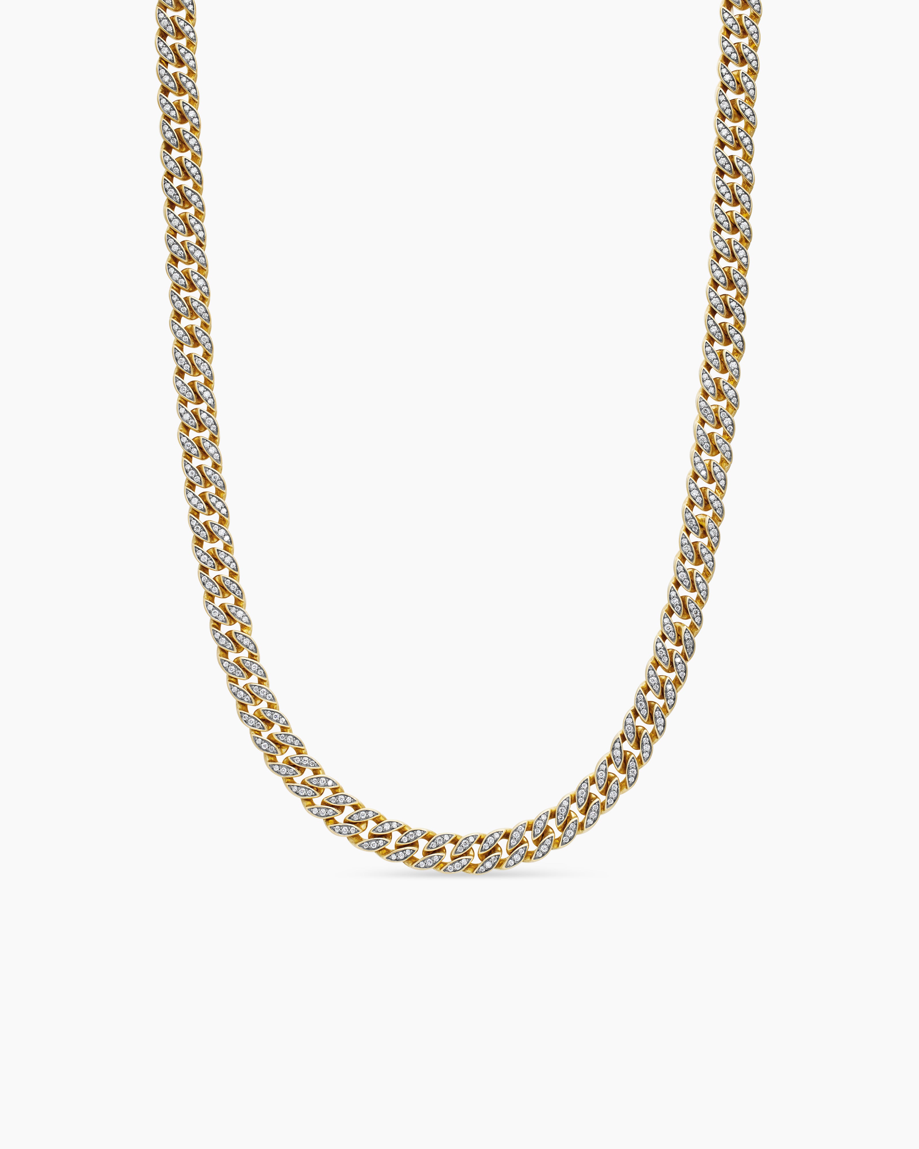 Mens Curb Chain Necklace in 18K Yellow Gold, 8mm