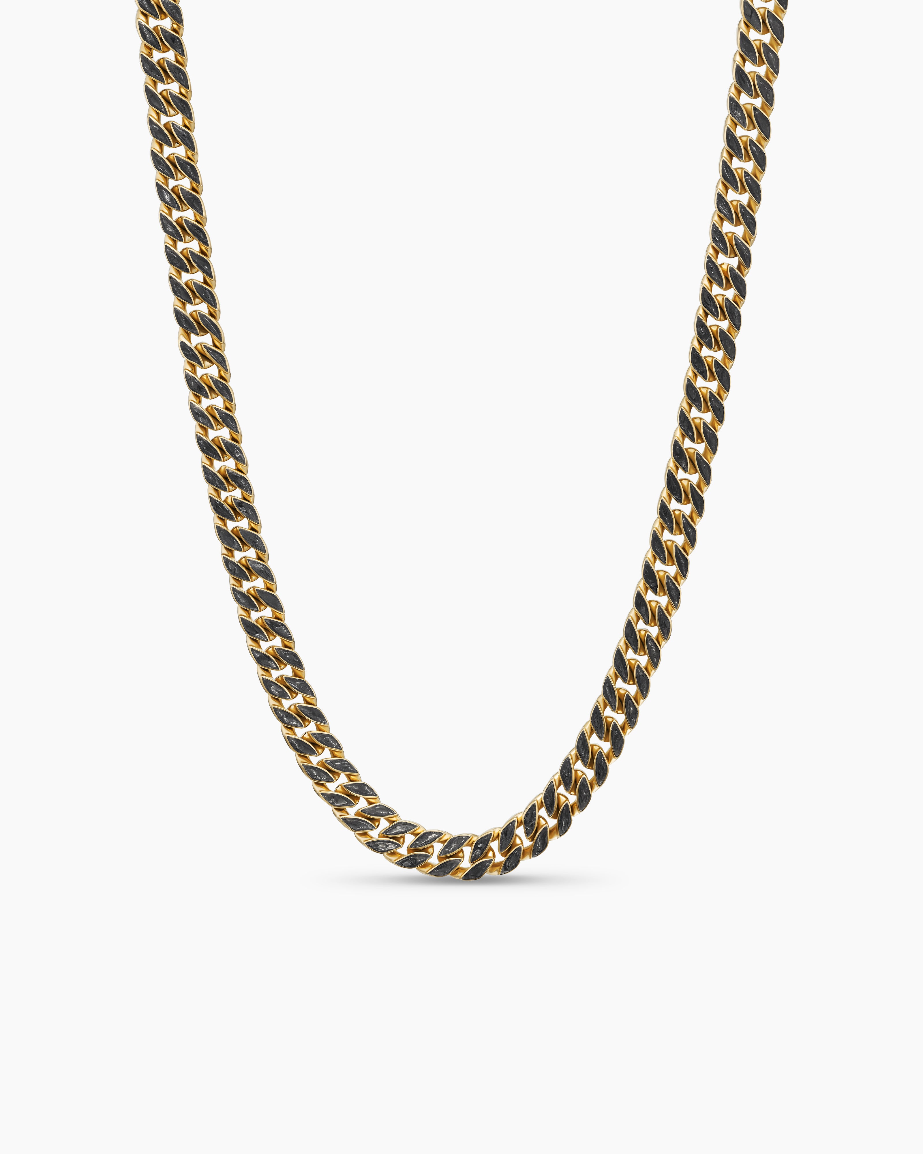 Mens Curb Chain Necklace in 18K Yellow Gold, 8mm