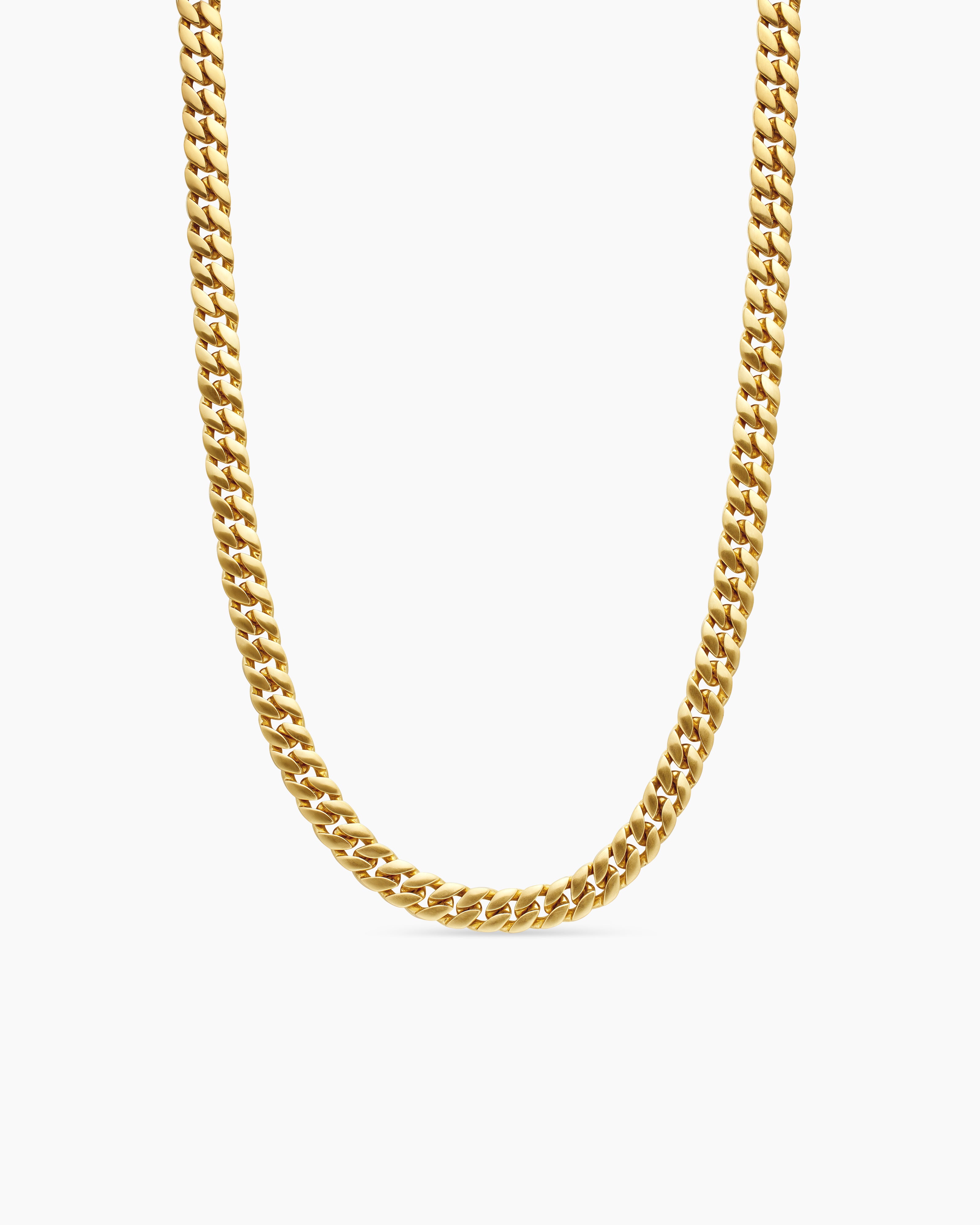 Mens Curb Chain Necklace in 18ct Yellow Gold, 8mm