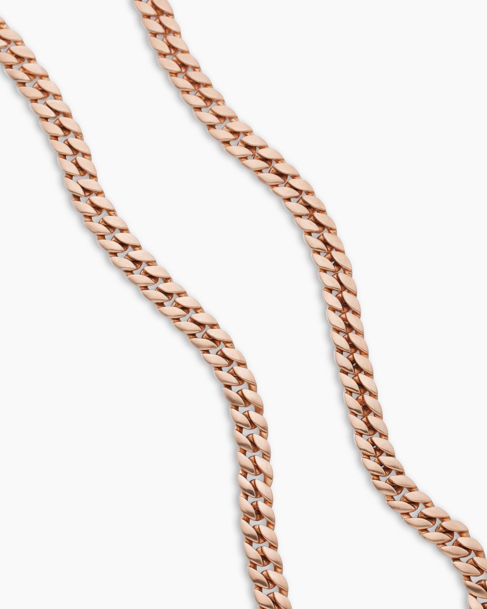 Mens Curb Chain Necklace in 18K Rose Gold, 8mm