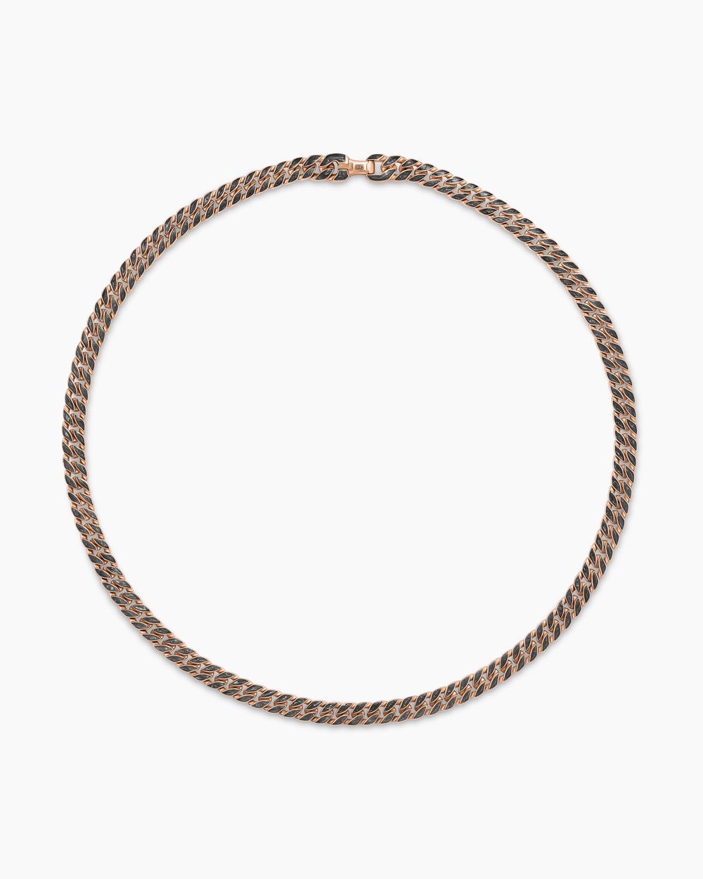 Mens Curb Chain Necklace in 18K Rose Gold, 8mm