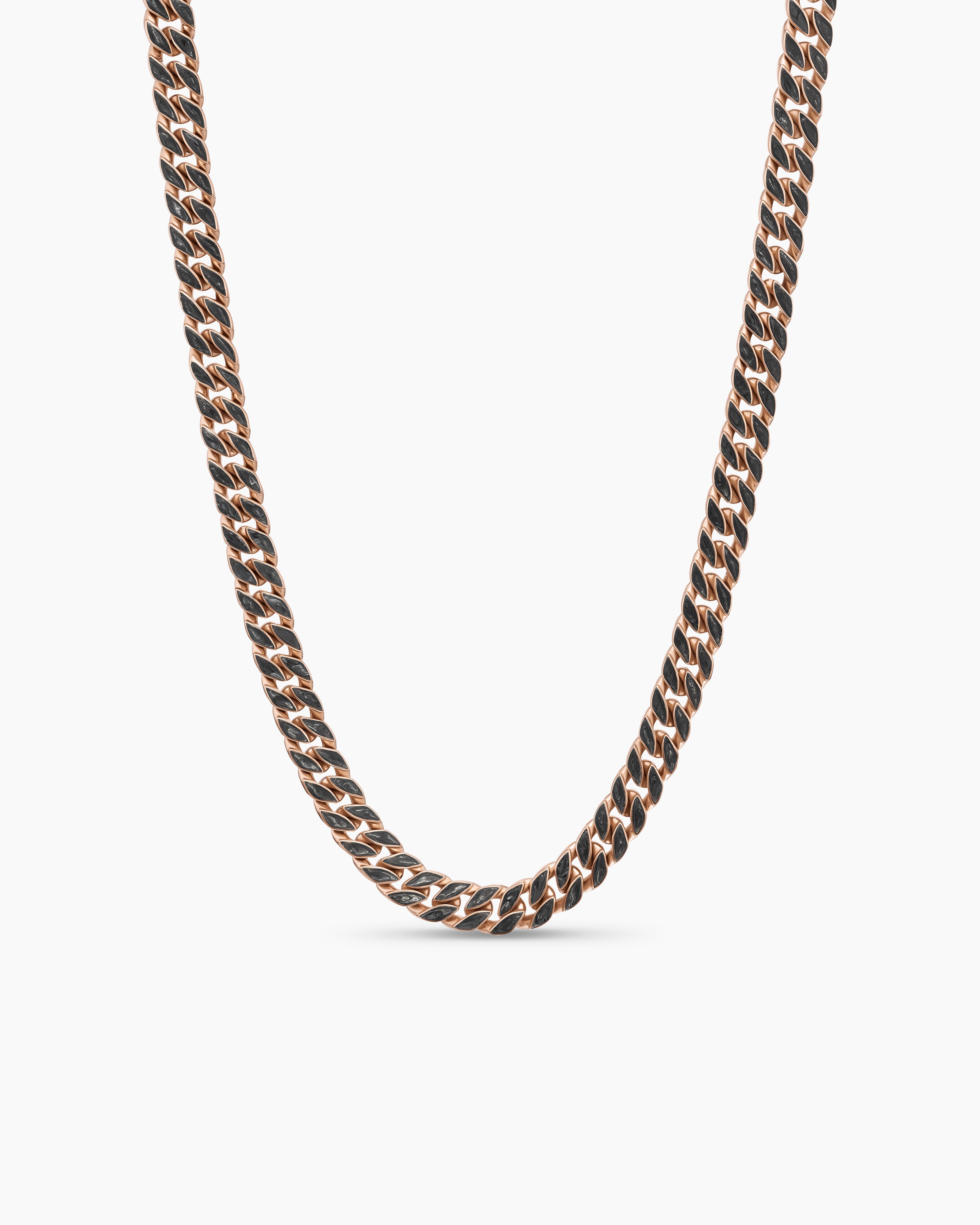 Mens Curb Chain Necklace in 18K Rose Gold, 8mm