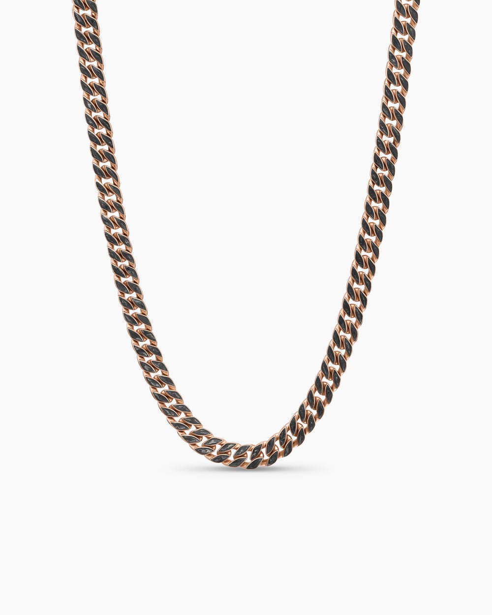 Mens Curb Chain Necklace in 18K Rose Gold, 8mm