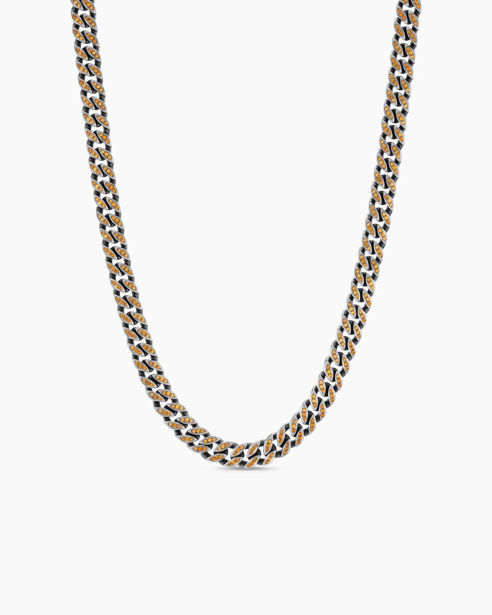 Mens Curb Chain Necklace in Sterling Silver, 8mm