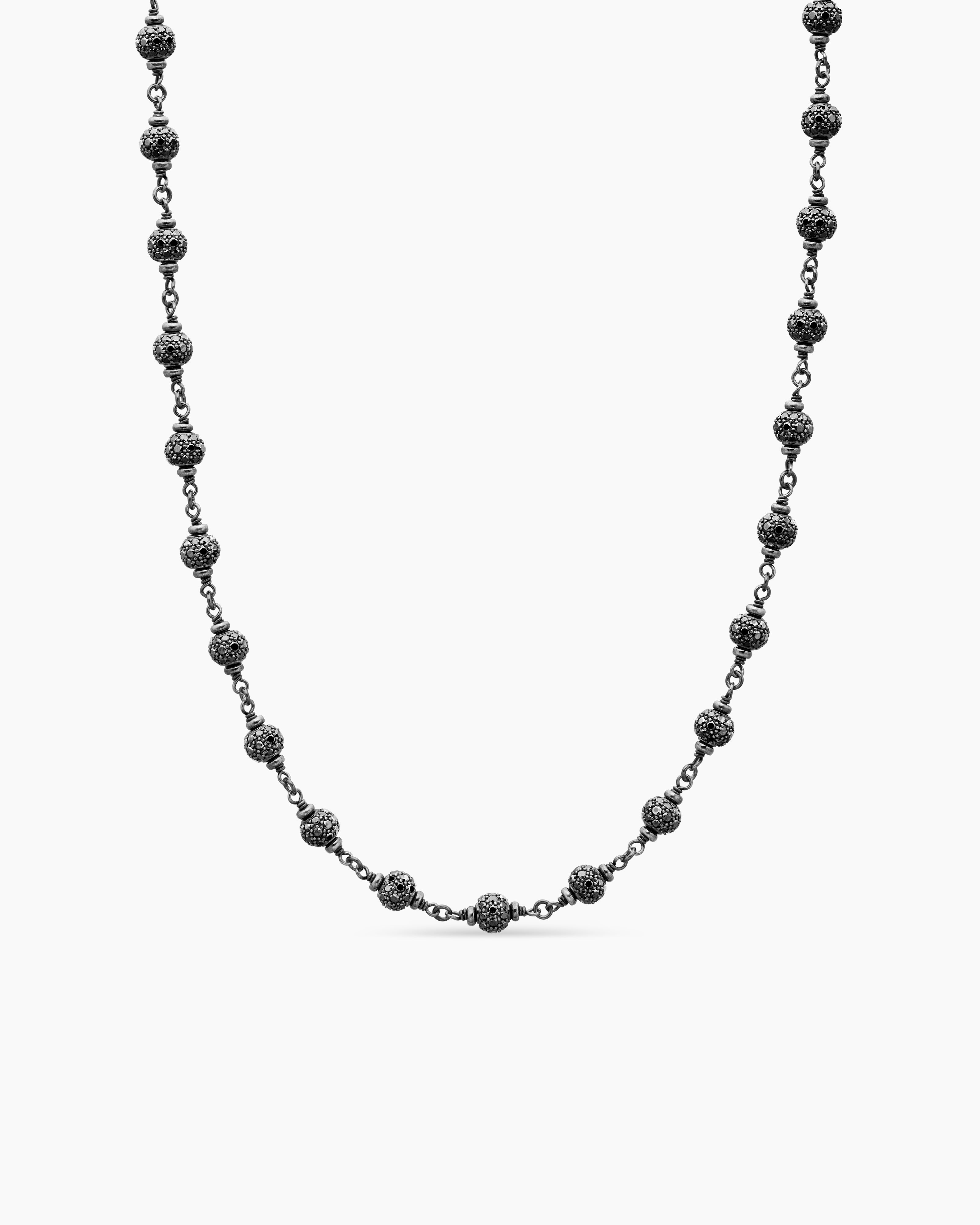 Mens Spiritual Beads Necklace in Sterling Silver, 6mm