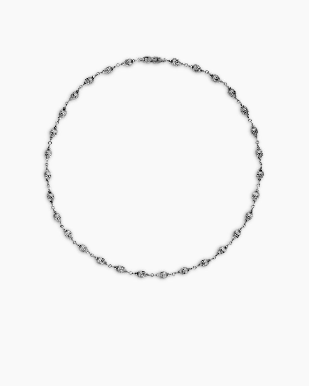 Mens Memento Mori Skull Necklace in Sterling Silver, 9mm