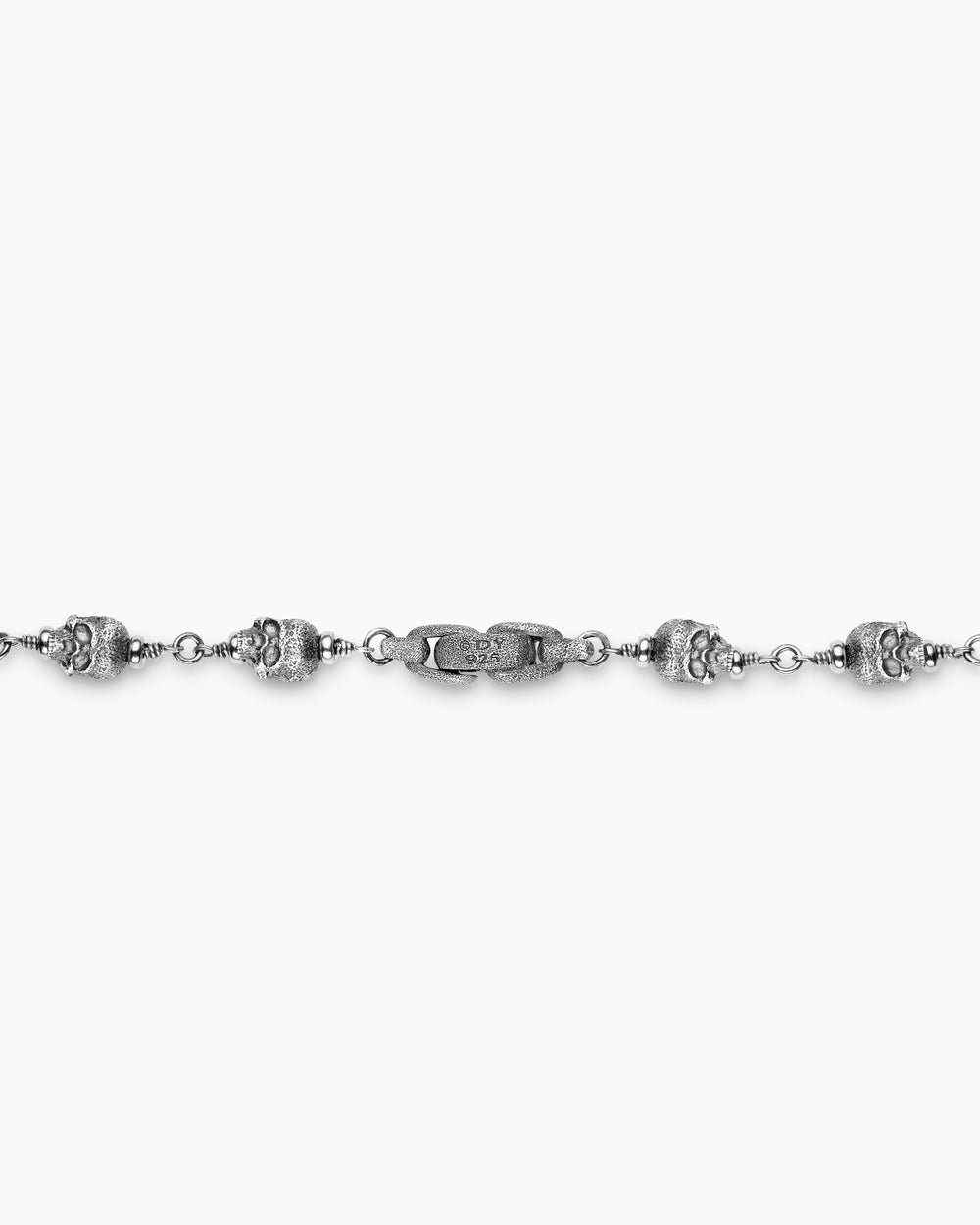 Mens Memento Mori Skull Necklace in Sterling Silver, 9mm
