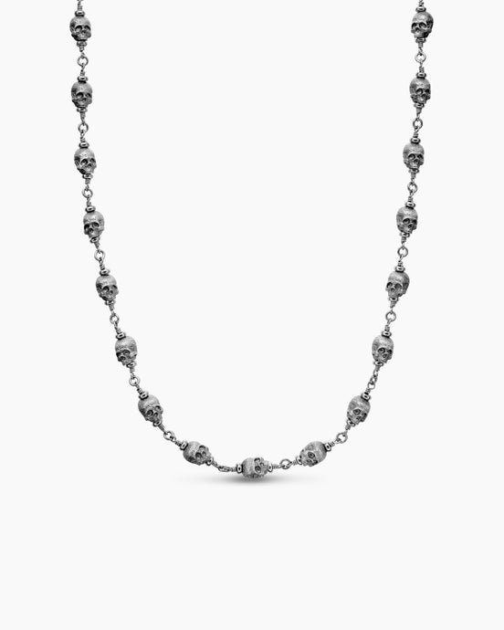 Memento Mori Skull Necklace in Sterling Silver, 9mm