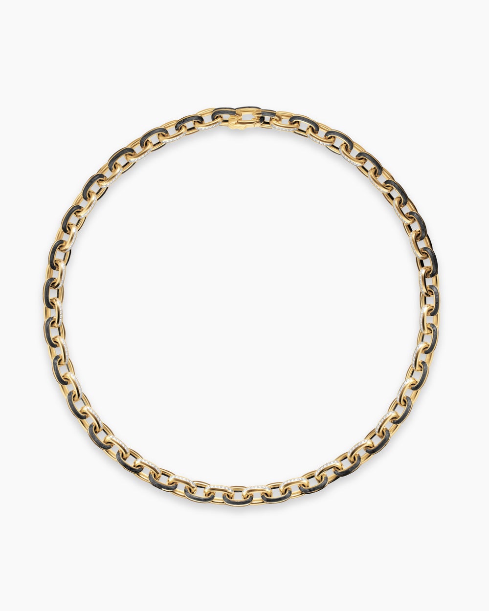 Mens Streamline Oval Link Necklace in 18K Yellow Gold, 10.8mm