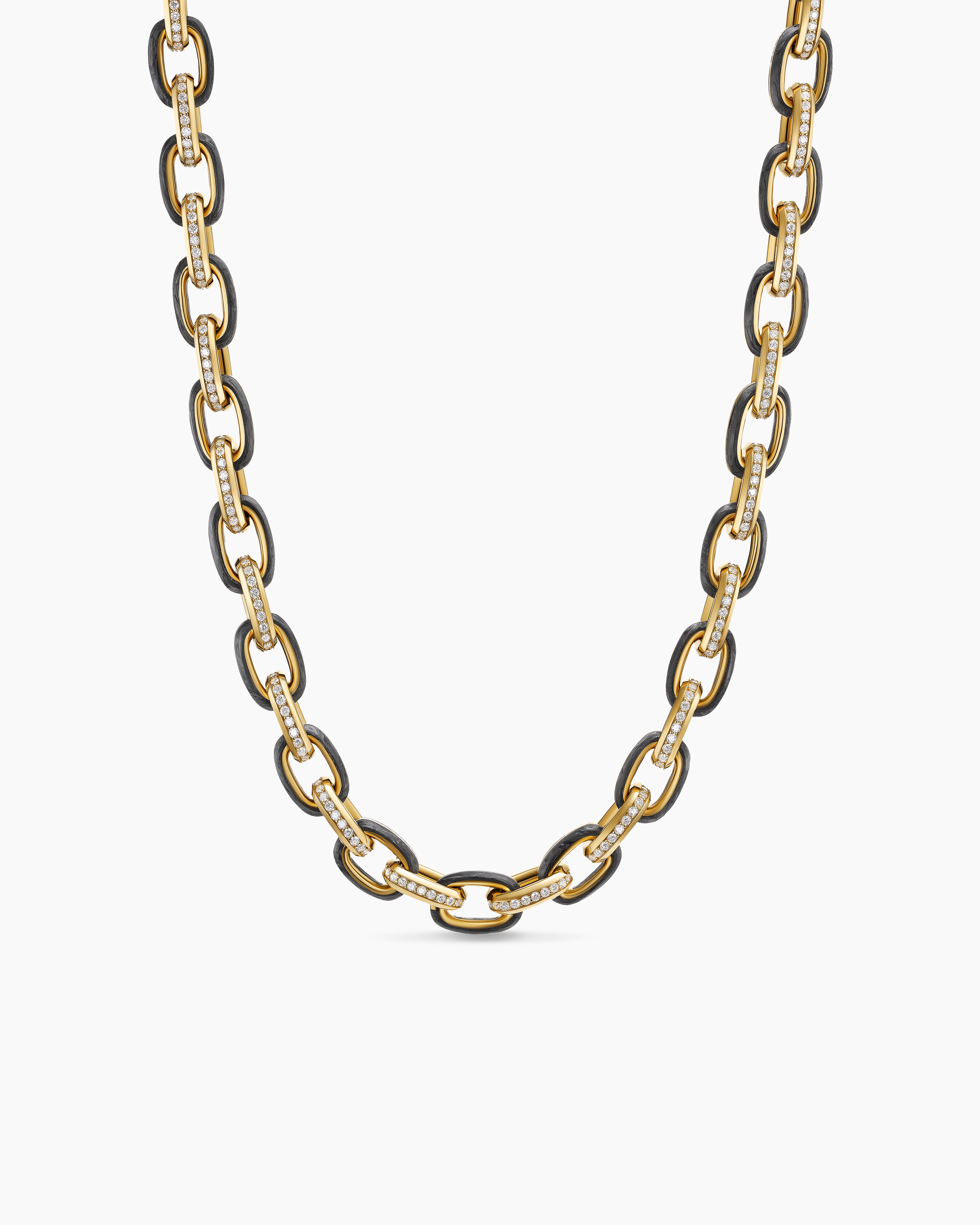 Mens Streamline Oval Link Necklace in 18K Yellow Gold, 10.8mm