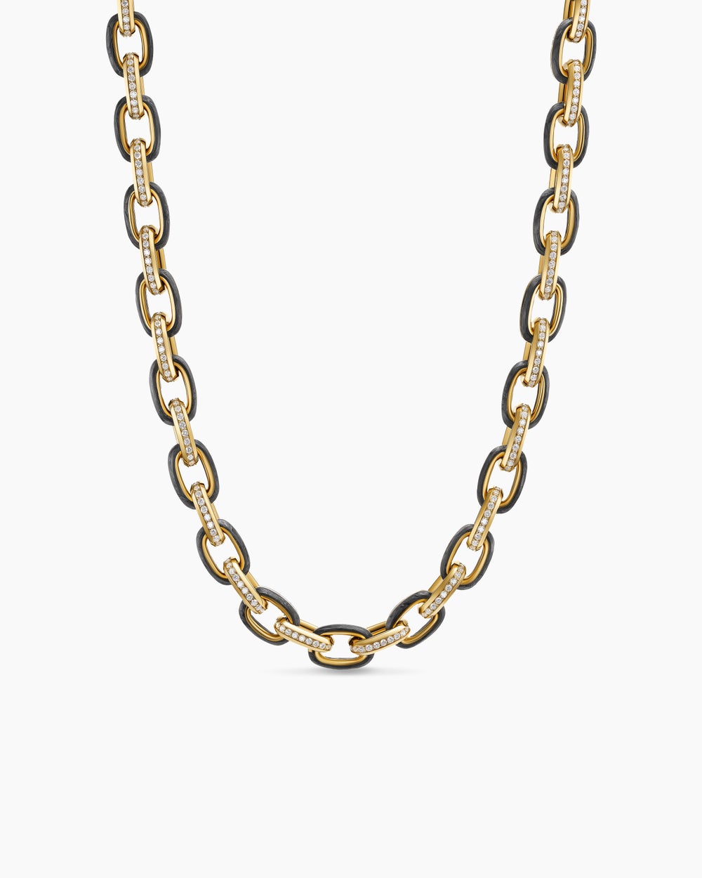 Mens Streamline Oval Link Necklace in 18K Yellow Gold, 10.8mm