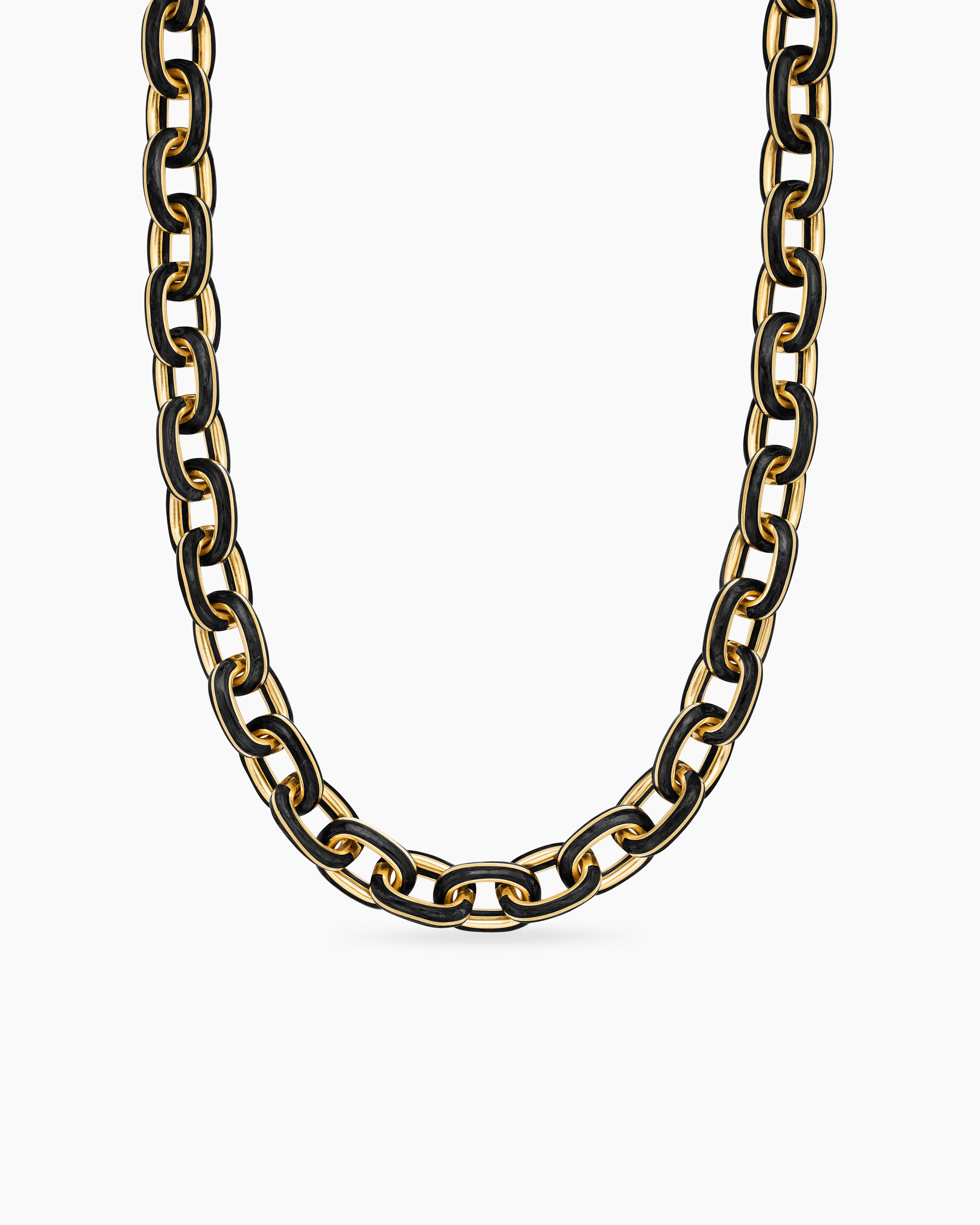 Mens Streamline Oval Link Necklace in 18K Yellow Gold, 10.8mm