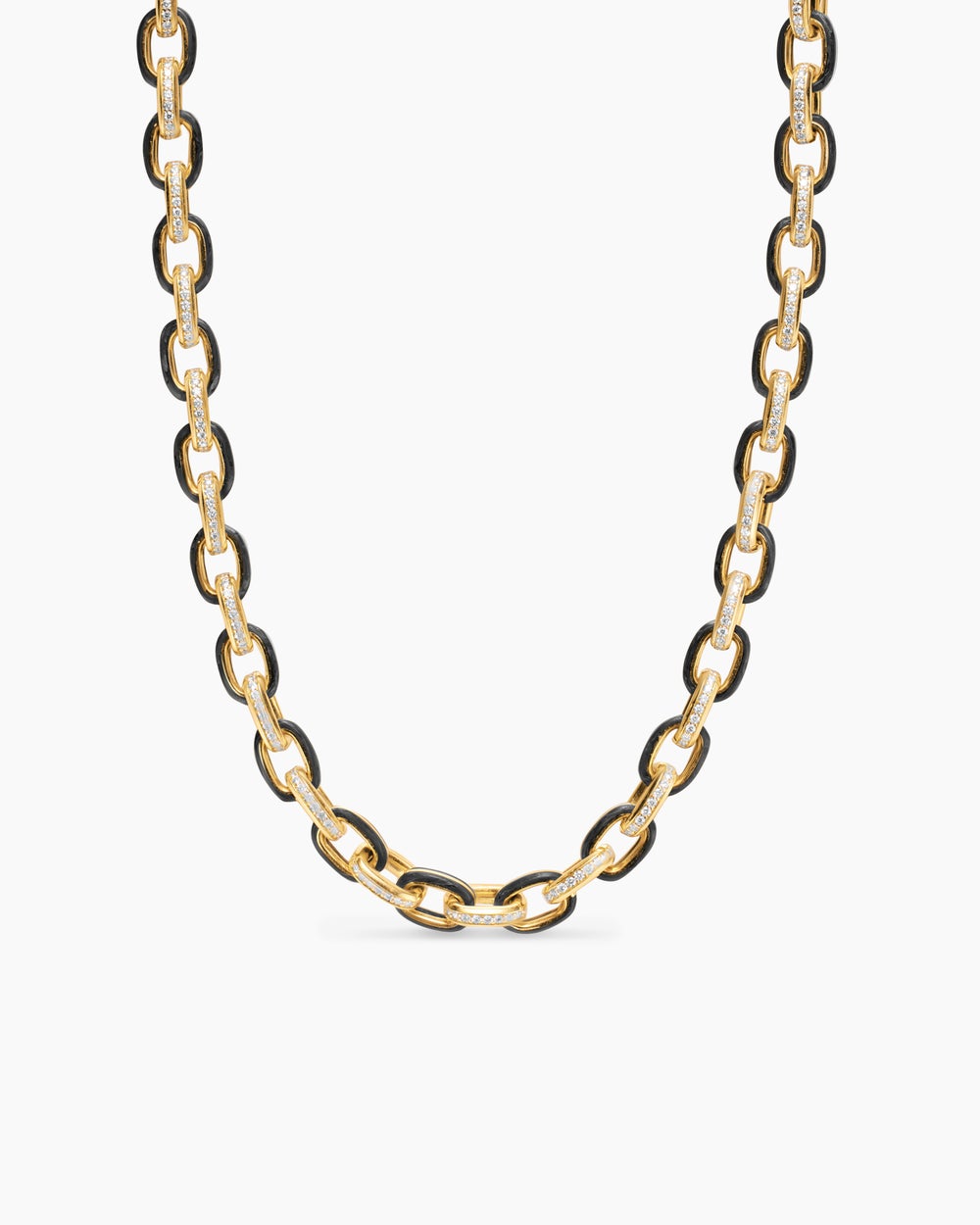 Mens Streamline Oval Link Necklace in 18K Yellow Gold, 8.5mm