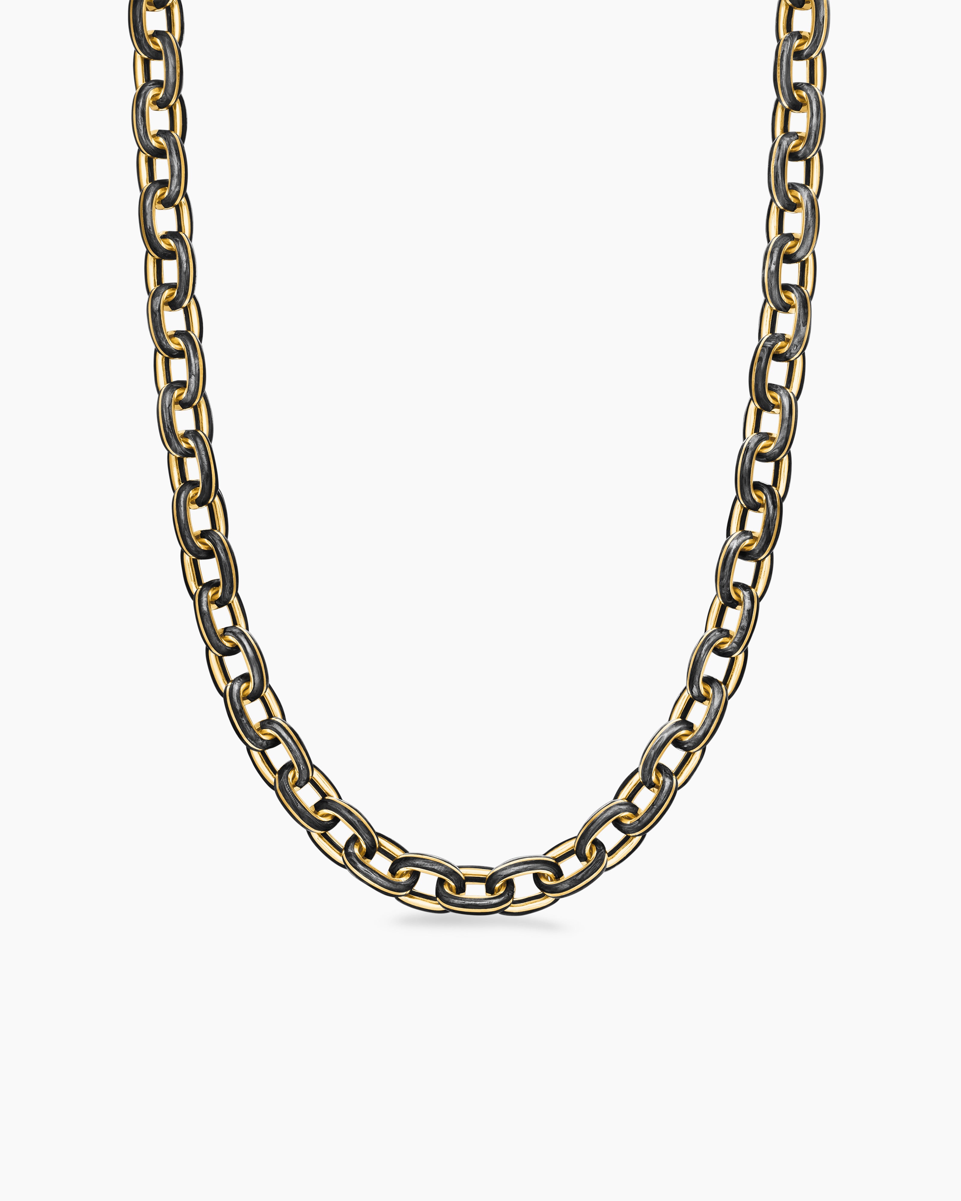 Mens Streamline Oval Link Necklace in 18K Yellow Gold, 8.5mm