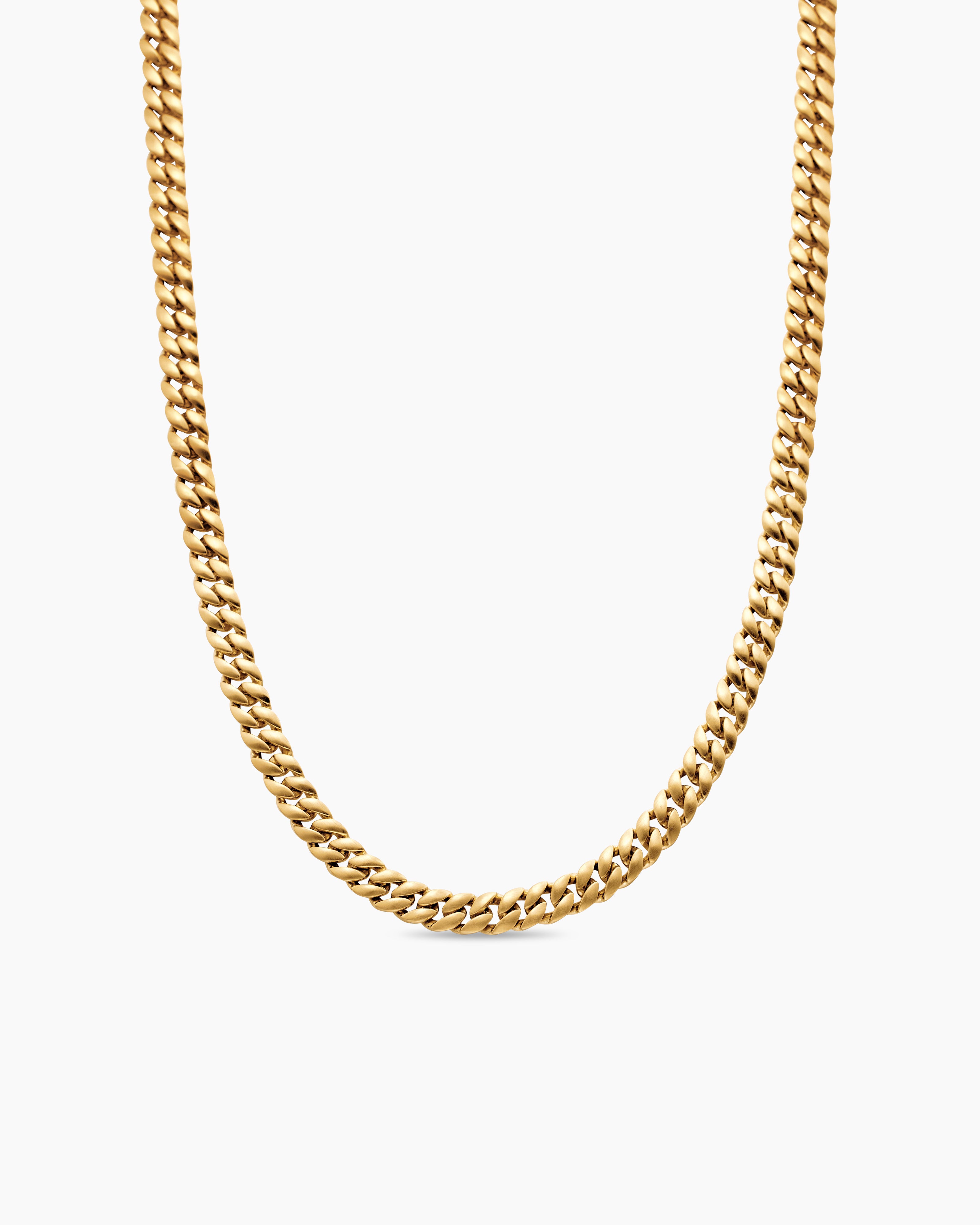 Mens Curb Chain Necklace in 18K Yellow Gold, 6mm