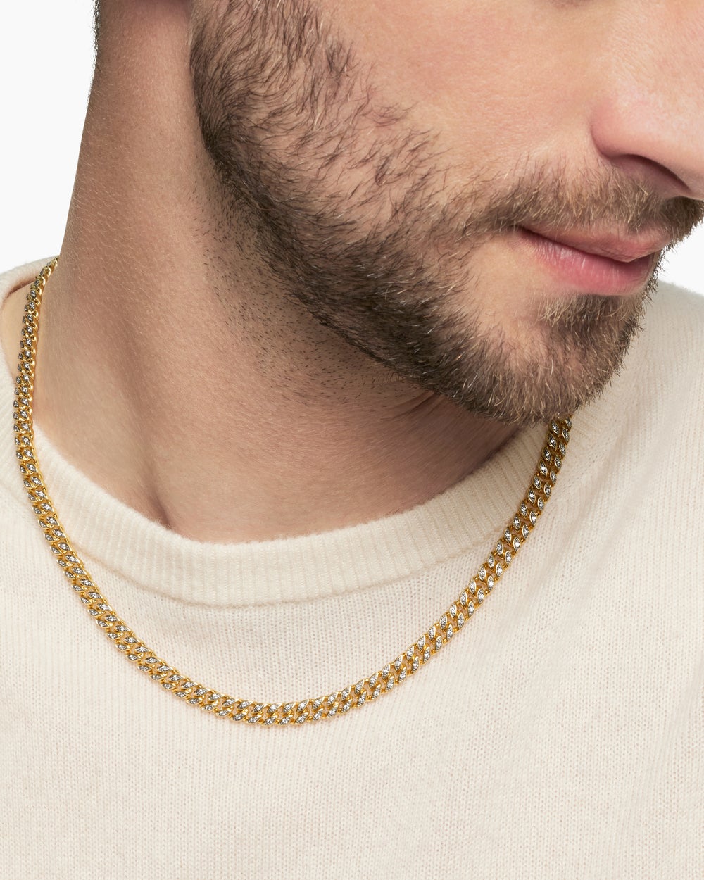 Mens Curb Chain Necklace in 18K Yellow Gold, 6mm