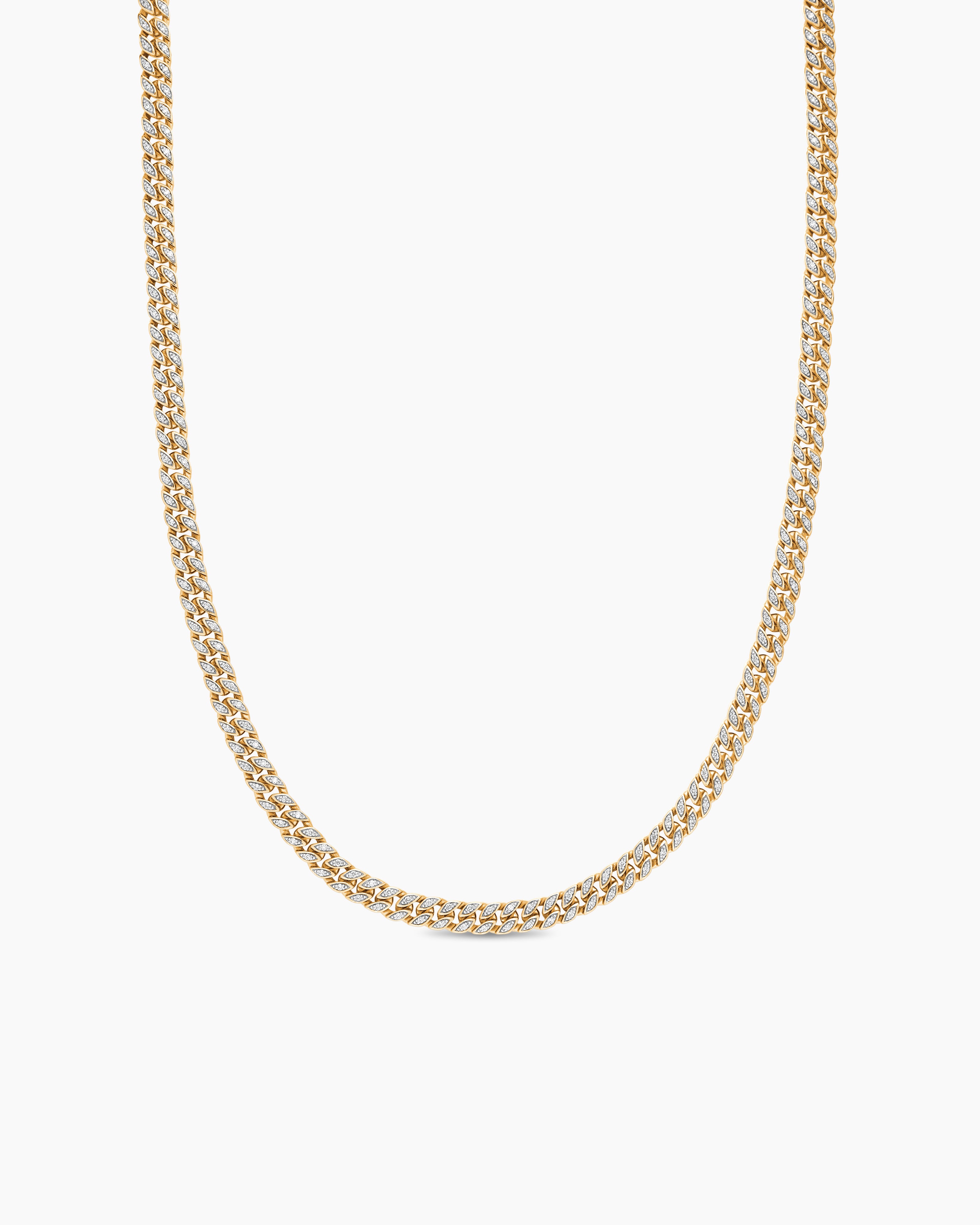Mens Curb Chain Necklace in 18K Yellow Gold, 6mm