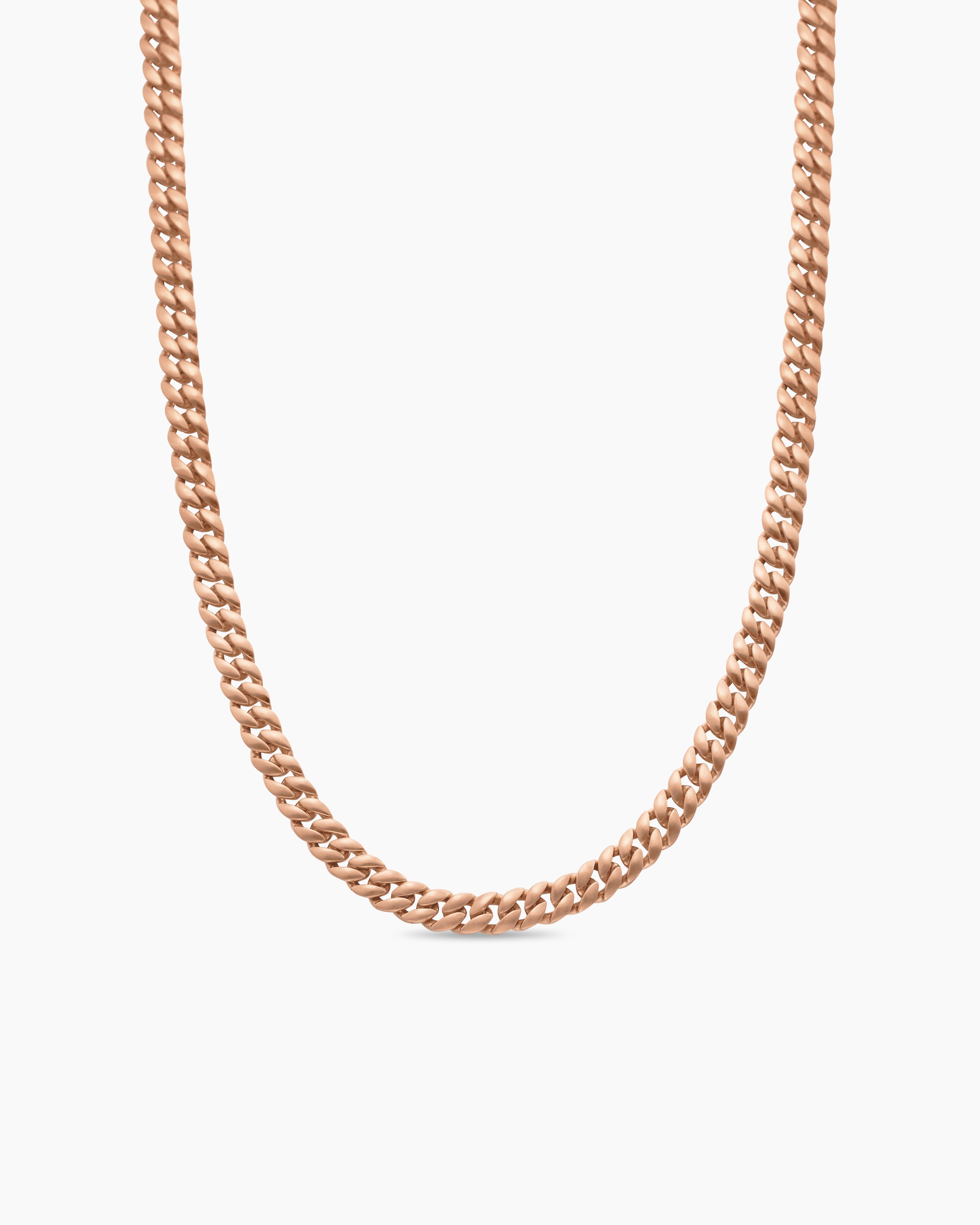 Mens Curb Chain Necklace in 18ct Rose Gold, 6mm