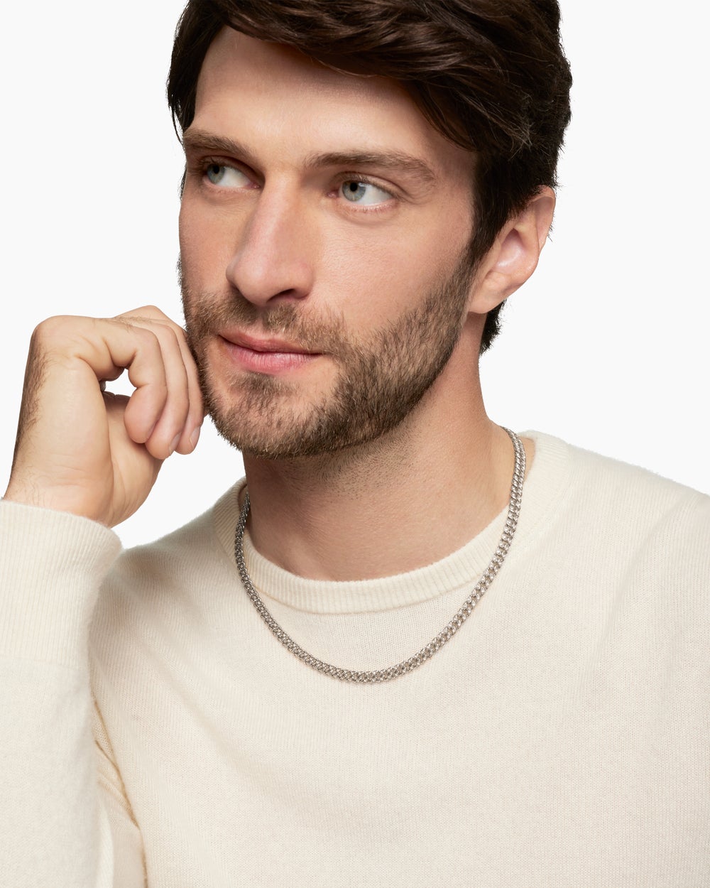 Mens Curb Chain Necklace in Sterling Silver, 6mm