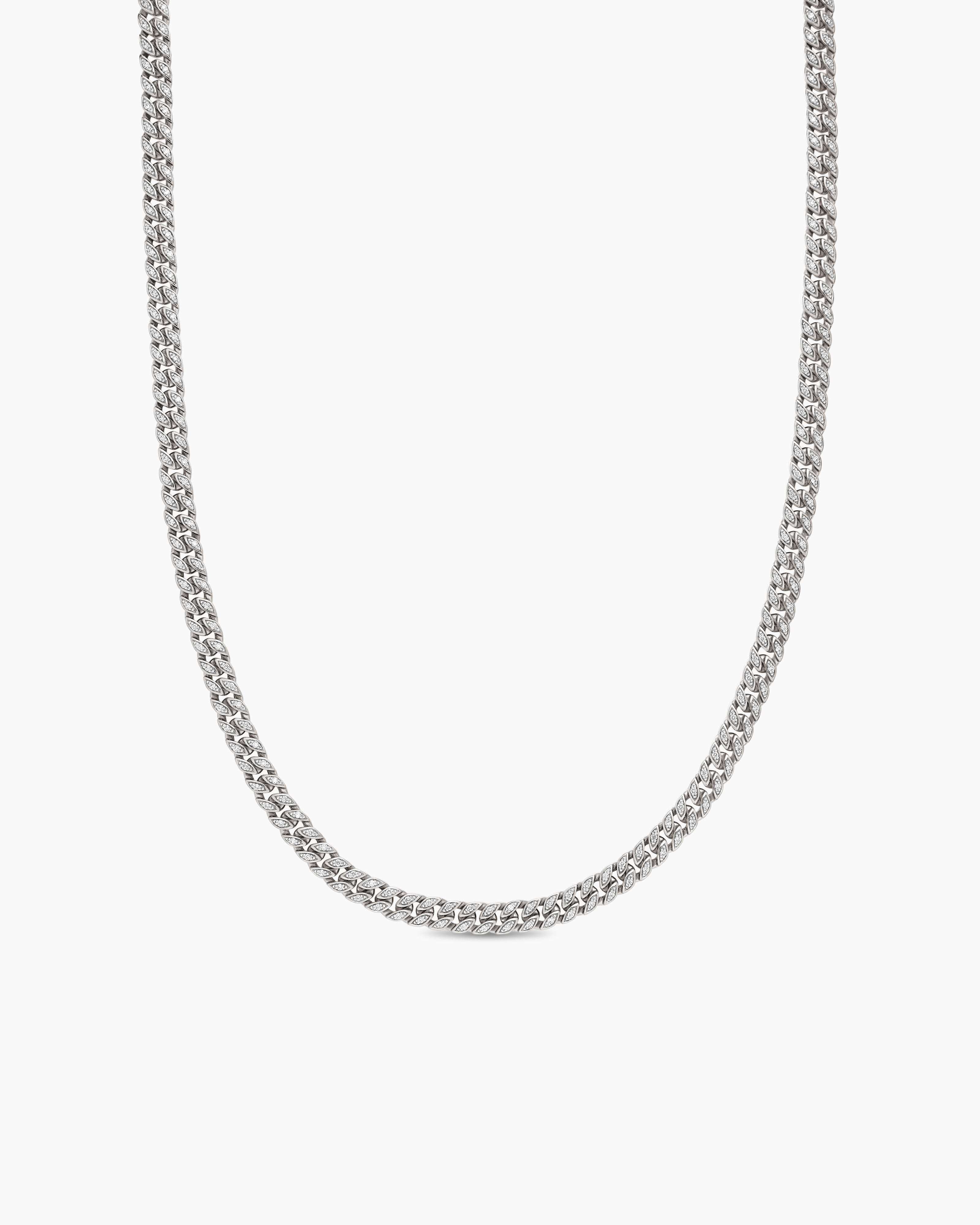 Mens Curb Chain Necklace in Sterling Silver, 6mm