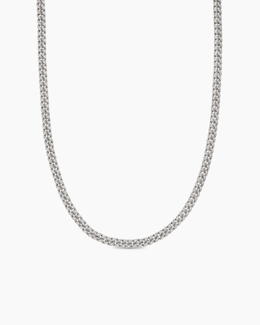 Mens Curb Chain Necklace in Sterling Silver, 6mm