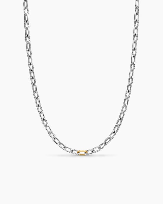 Collier chaîne DY Madison® en argent sterling avec or jaune 18 carats, 6 mm