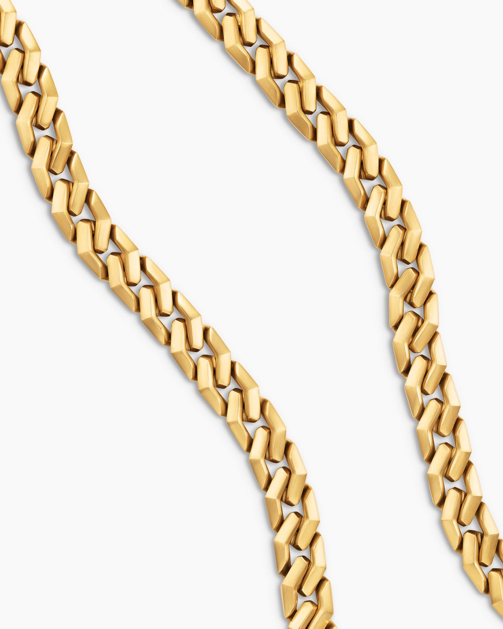 Mens Curb Chain Angular Link Necklace in 18K Yellow Gold, 11mm